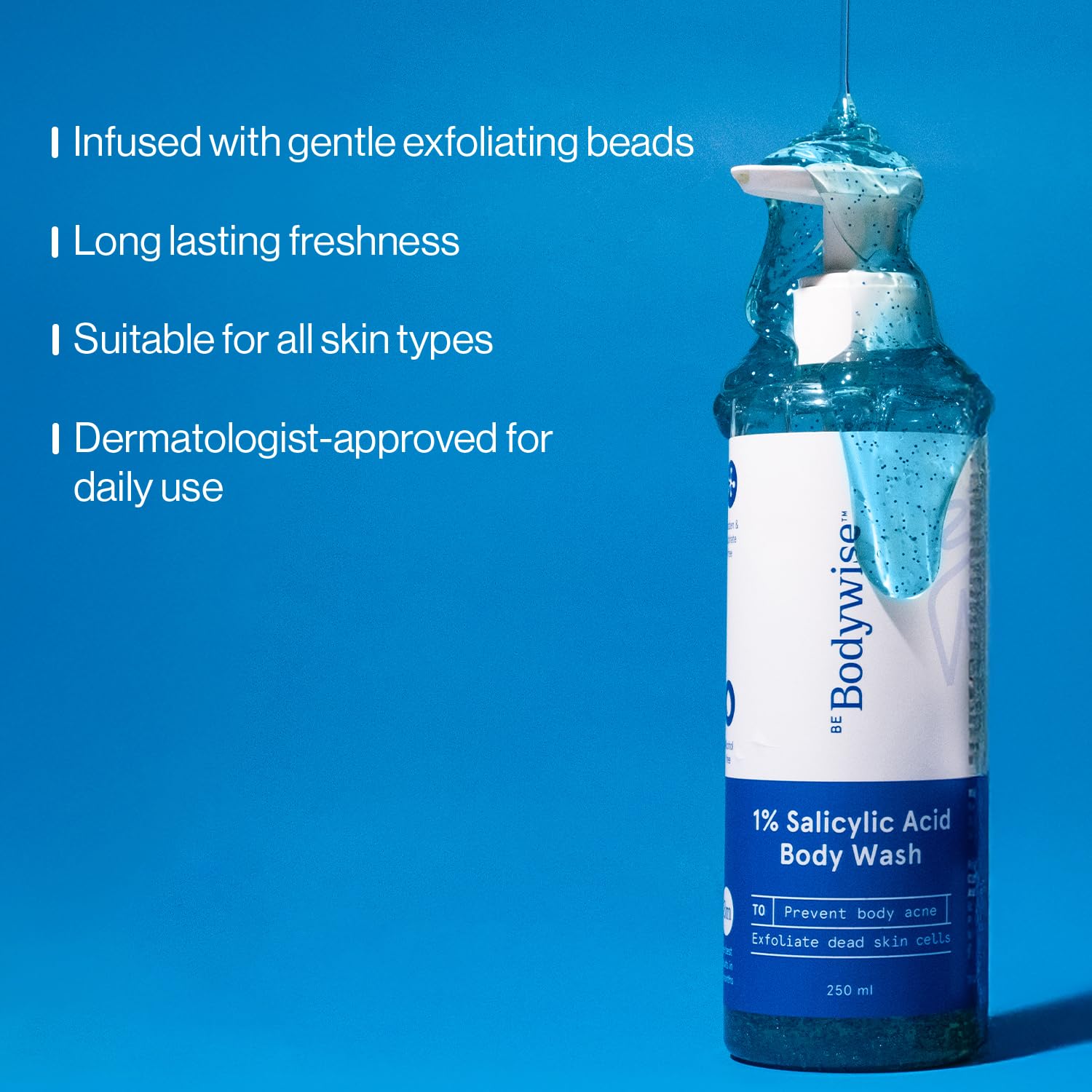 Be Bodywise 1% Salicylic Acid Exfoliating Body Wash Shower Gel 250ml | Prevents Body Acne, Bumpy skin & Deep cleanses | Suitable for All Skin Types.