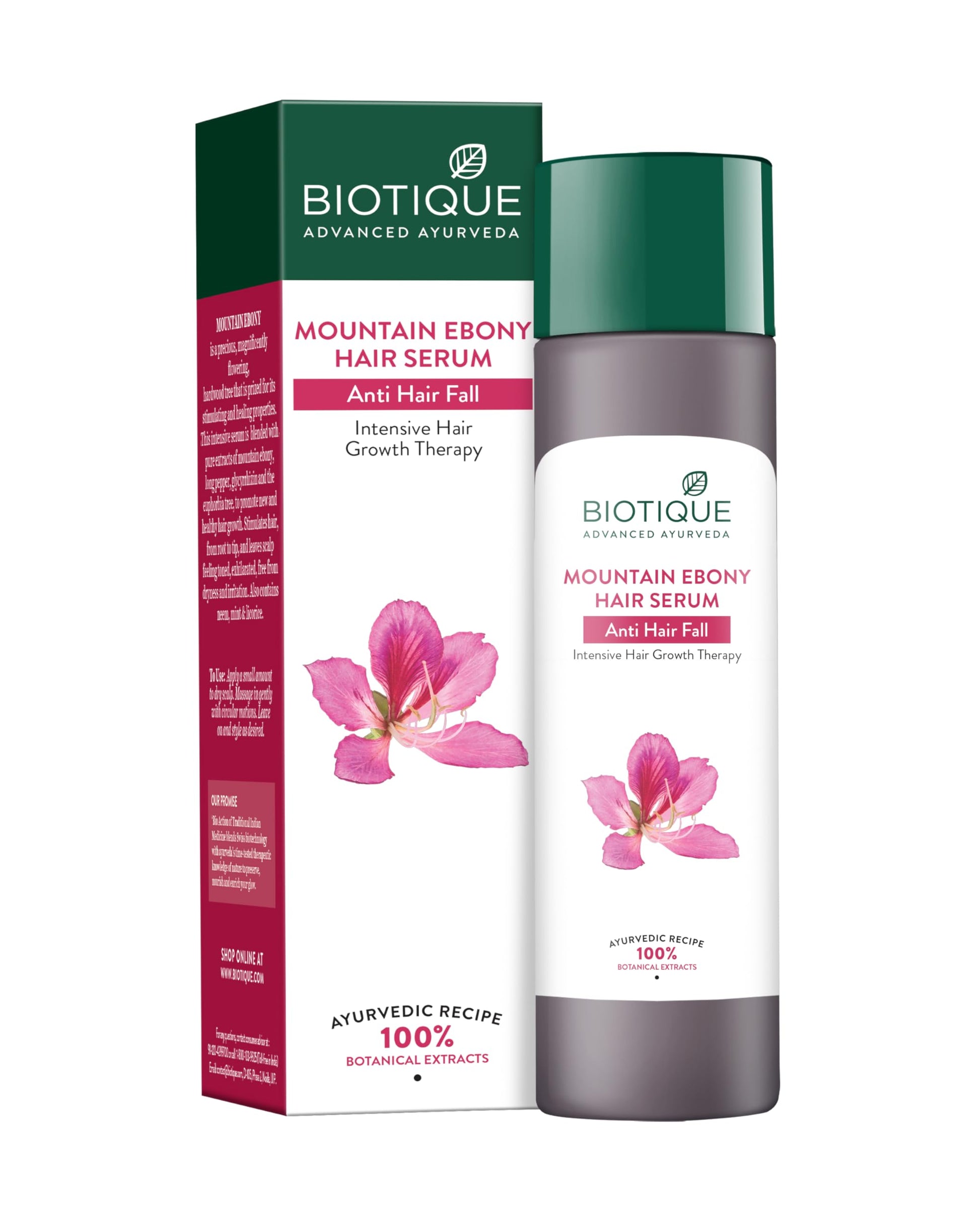 Biotique Bio Mountain Ebony Vitalizing Serum | Prevents Hair Fall & Soothes Scalp| Promotes Hair Growth | 100% Botanical Extracts | Suitable for All Skin Types | 120ml