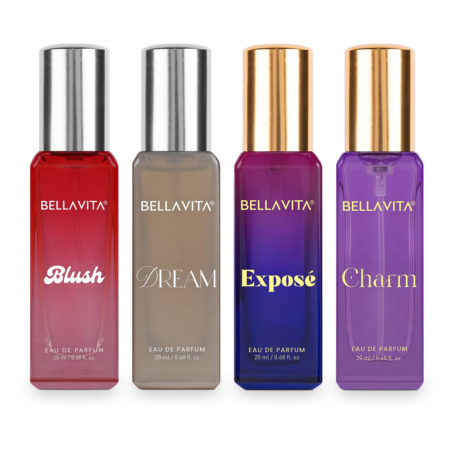 BELLAVITA Be ICONIC | Long Lasting Perfume Gift Set 4x20ml for Woman | with Red Fruits, Jasmine & Pink Pepper | Fruity, Floral Premium Fragrance for Women