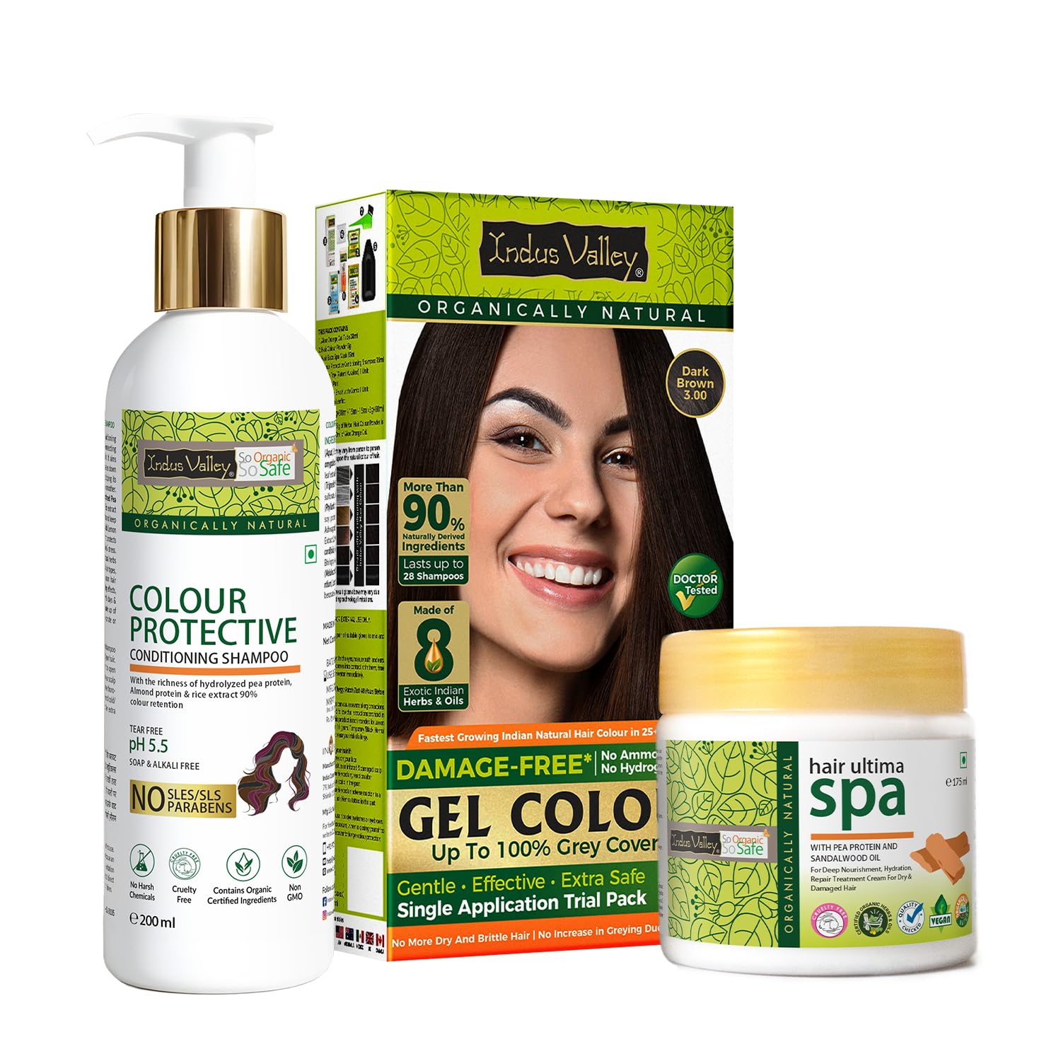 INDUS VALLEY Damage Free Natural Gel Hair Colour for Women | Ammonia & PPD Free Organic Hair Colour with 100% Grey Coverage, Long Lasting Hair Color Trial Pack (Dark Brown, 65 ml)