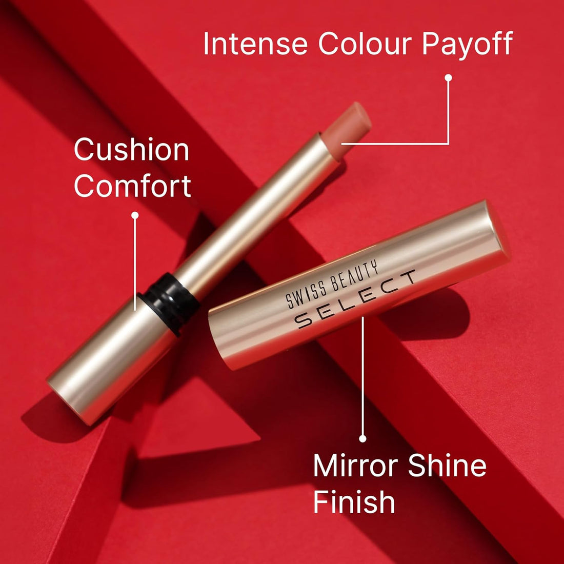 Swiss Beauty Select High On Shine Creamy Lipstick | With Mirror-shine finish | Enriched with Vitamin E | Shade- Ultra Nude, 1g |
