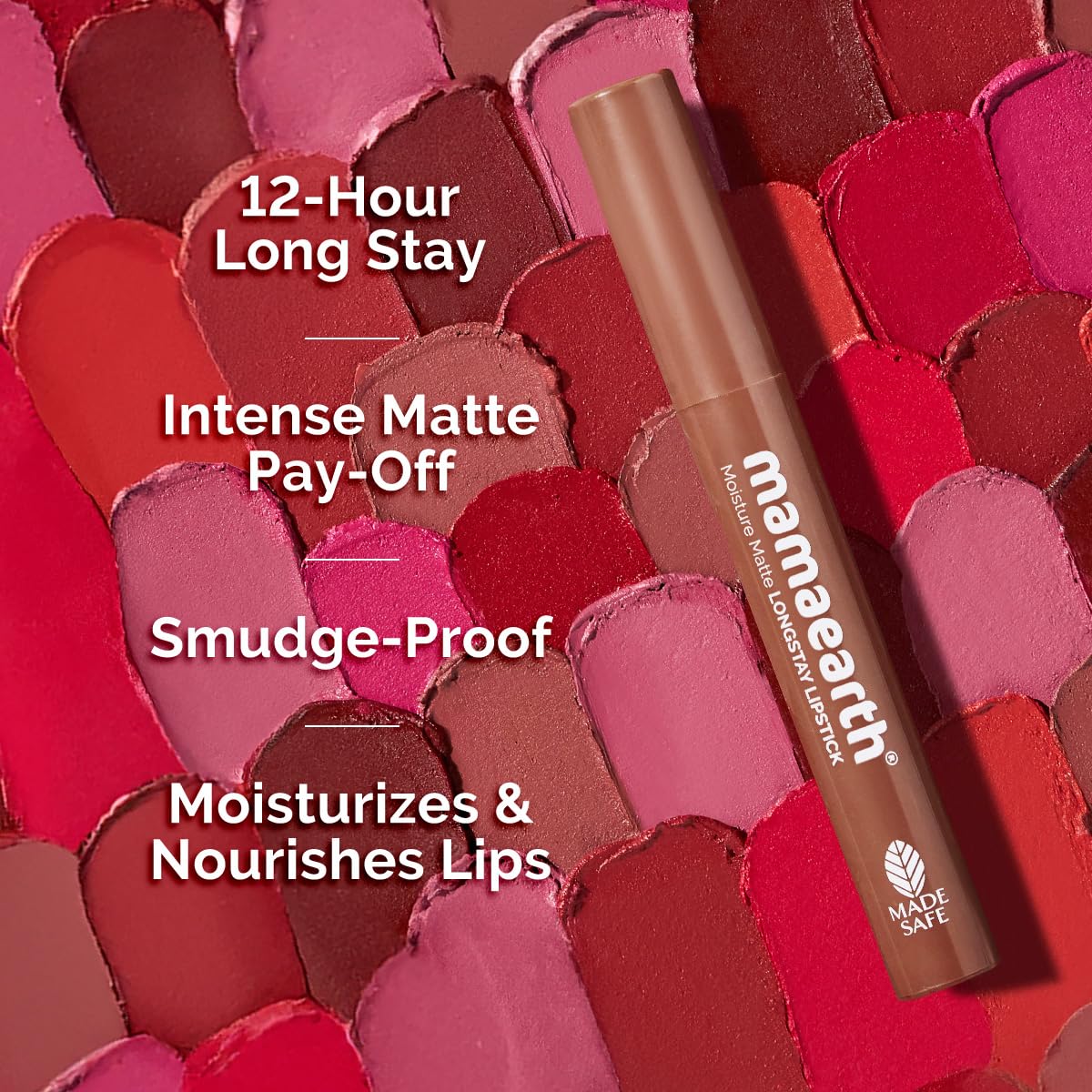 Mamaearth Moisture Matte Longstay Lipstick With Avocado Oil & Vitamin E For 12 Hour Long Stay-04 Cinnamon Nude - 2 G