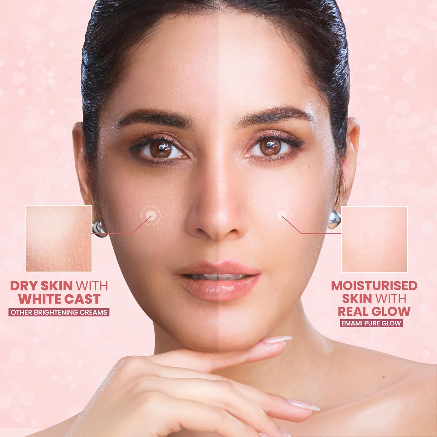 Emami Pure Glow Complete Brightening Cream 50g | with Japanese Sakura Flower & Niacinamide for 2X Brightness & +50% Moisturisation | Mineral-Oil Free, Paraben-Free