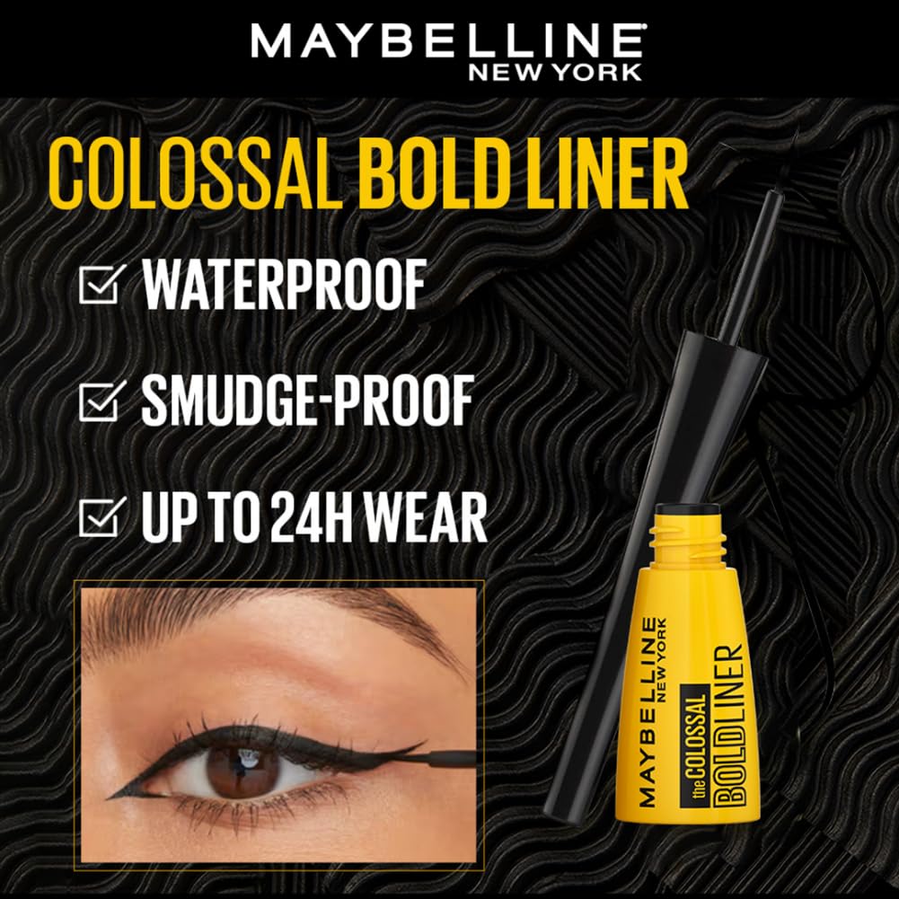 Maybelline New York Pencil Eyeliner & Kajal, Bold Eye Looks, Long-Lasting, Colossal Bold Liner & Colossal Kajal, Combo Pack, Essential Eye Kit, Black, Matte Finish