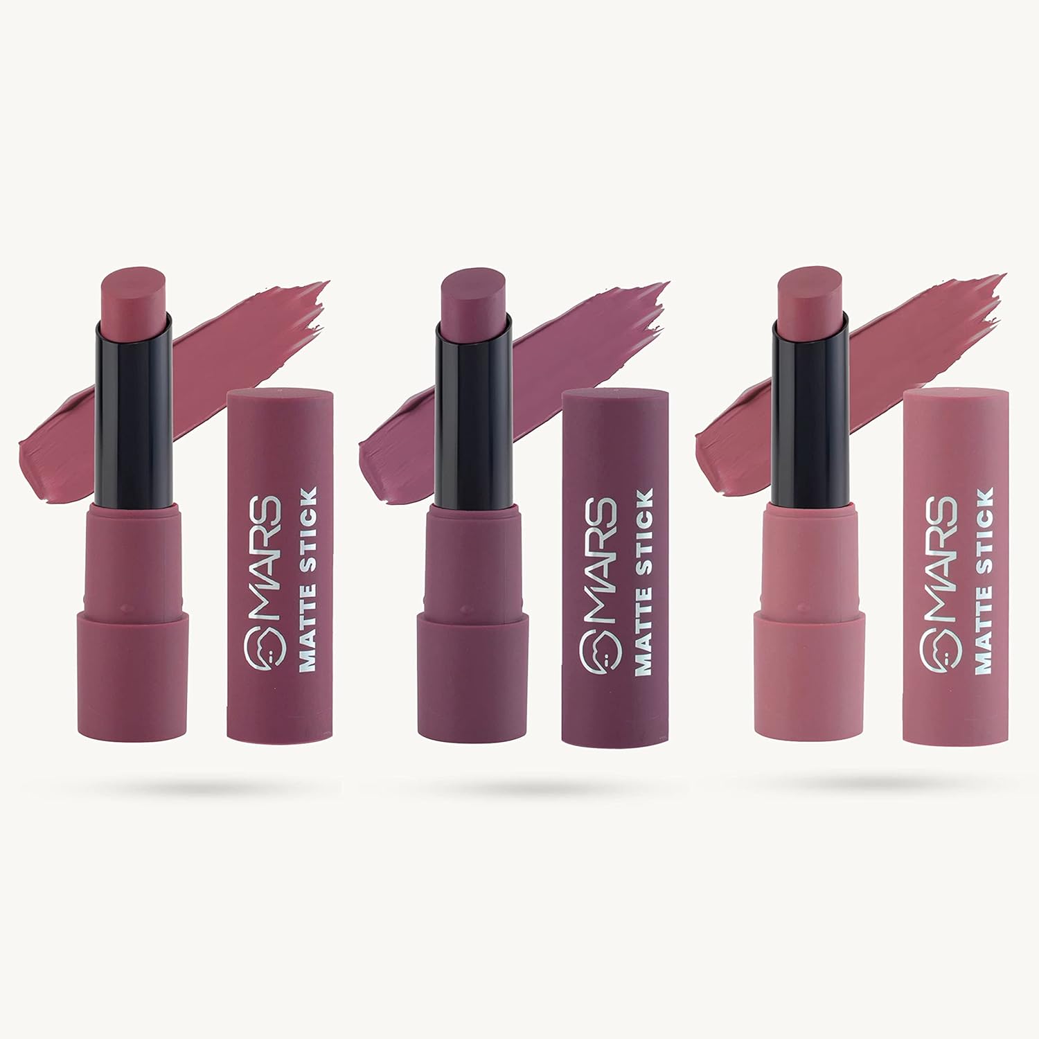 MARS Matte Box Set of 3 Lipsticks for Women | Long-Lasting | Smooth Finish | Moisturising | One Swipe Pigmentation (3x3.2 gm) (03-Plum)