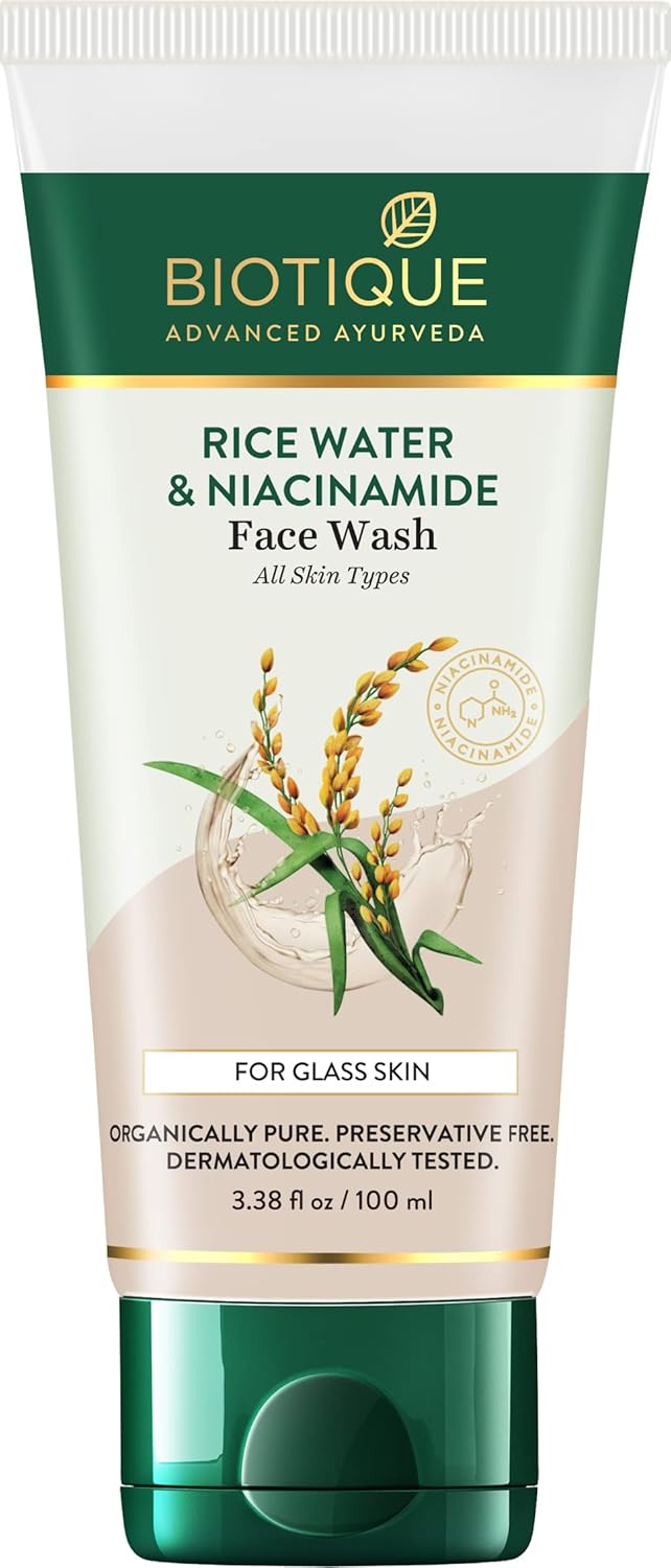 Biotique Rice Water & Niacinamide Gel Face Wash Removes Excess Oils & Reduce Blemishes of the Skin 100ml - Dhevu