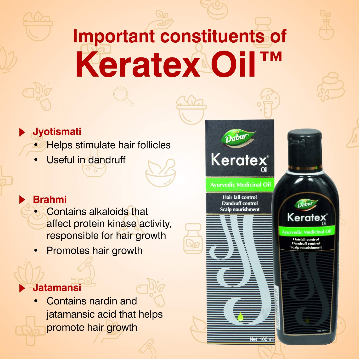 Dabur Keratex Oil Ayurvedic Medicinal Oil Reduces Hairfall, 100 Ml