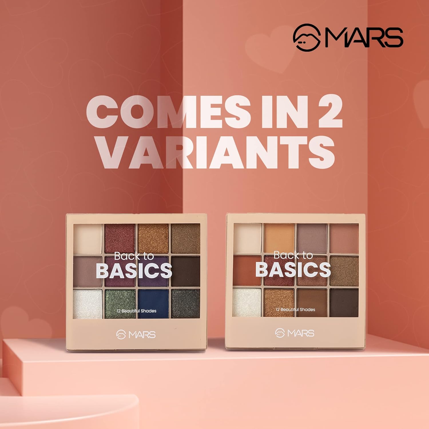 MARS 12 Shades Back to Basics Eyeshadow Palette with Free Applicator | Matte | Shimmer | Beginner Friendly & Long Lasting Eye Shadow Palette (14.4 gm) (Shade-02)