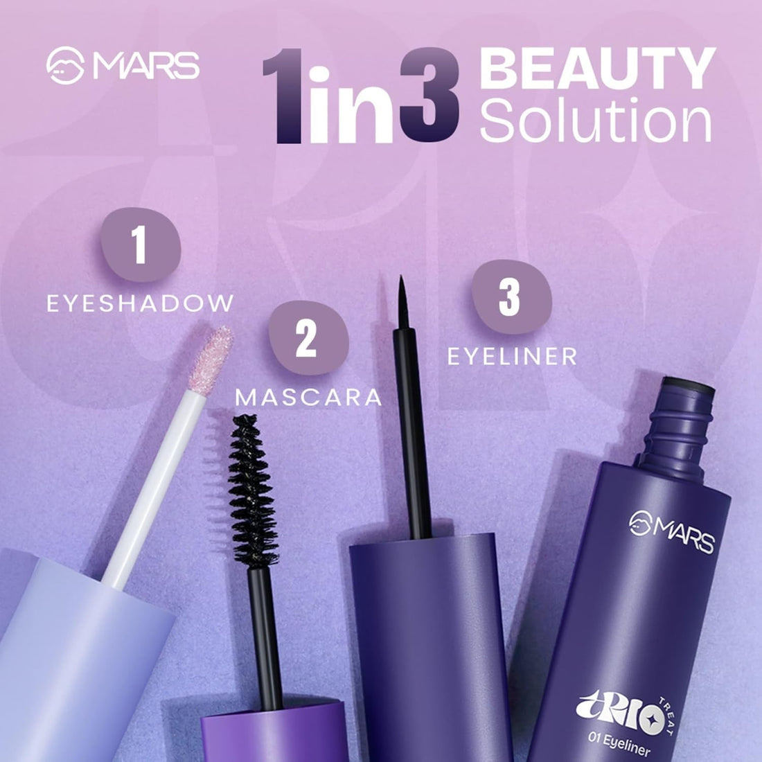 MARS TRIO Treat 3-IN-1 Eye Makeup Kit with Eyeliner, Mascara & Eyeshadow (24.50gm) | Travel Friendly Design | Long-Lasting | Versatile | Effortles Application