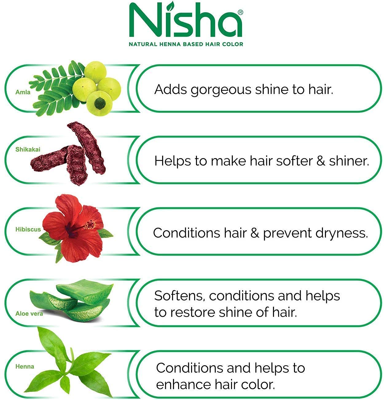 Nisha Hair Color Dye Henna Based Natural Hair Color Powder Without Ammonia Natural Brown Colour 15Gm Pack of 10