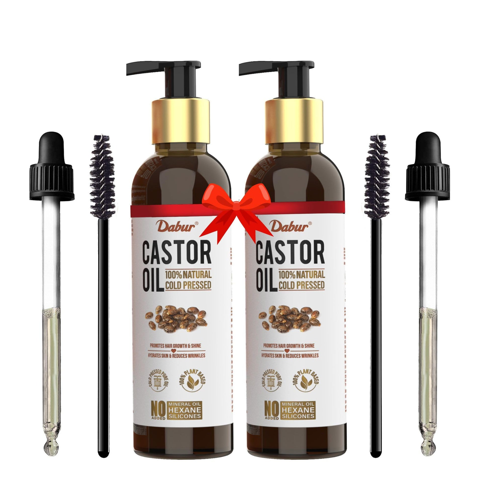 Dabur Castor Oil - 200ml | 100% Natural Cold Pressed Oil | Promotes Hair Growth, Hydrates Skin & Reduces Wrinkles | No Mineral Oil & Silicones