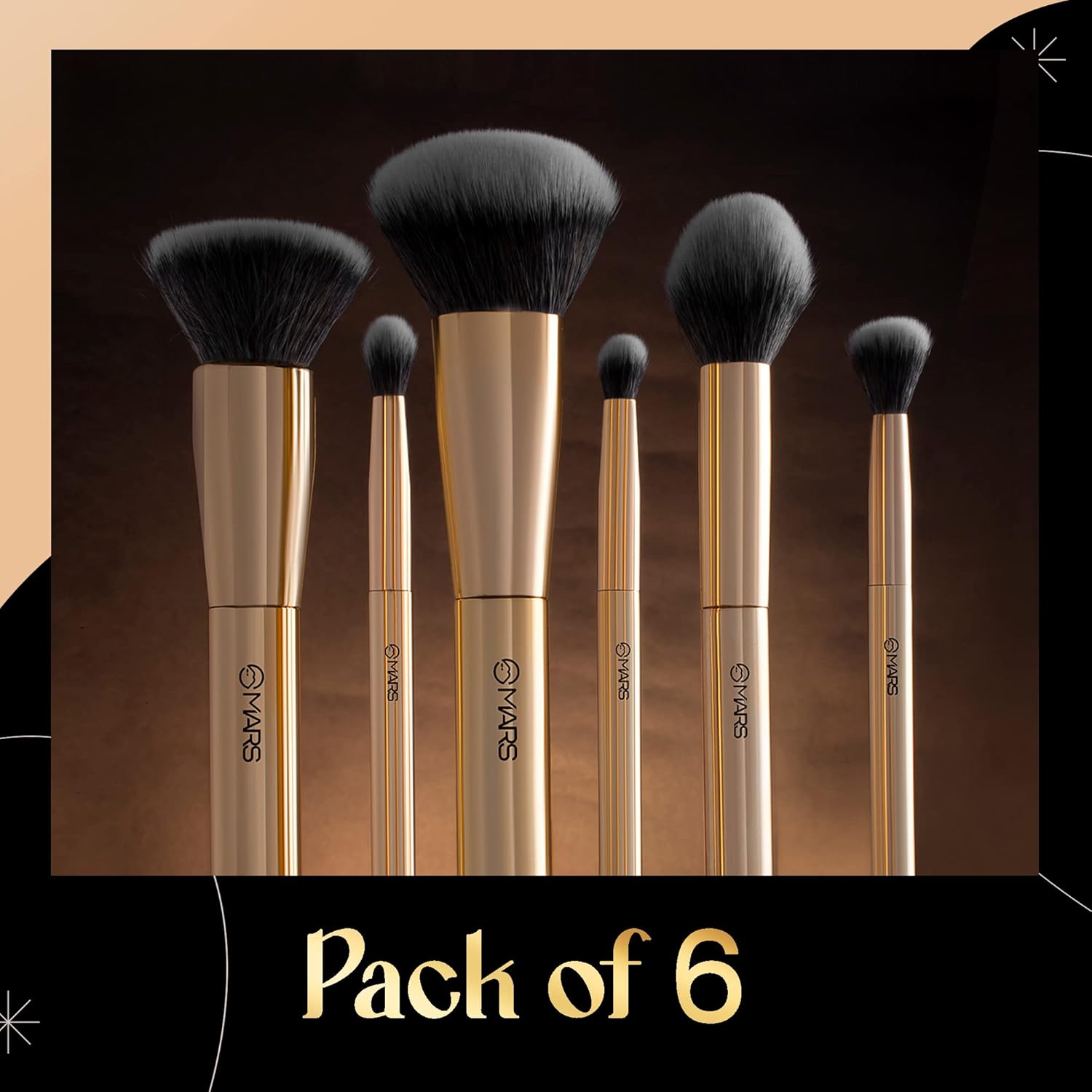 MARS Artist's Arsenal Makeup Brush Set for Professional Makeup | Eyeshadow Blending Brushes (3pcs) | Foundation, Blush, Powder and Foundation Brush (1pcs each)