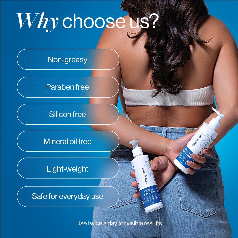 Be Bodywise 10% Urea Body Lotion 200ml | 48 Hour Dry Skin Relief | For Very Dry & Flaky Skin | With Ceramides, Kokum & Mango Seed Butter | Non-Greasy & Lightweight Formula