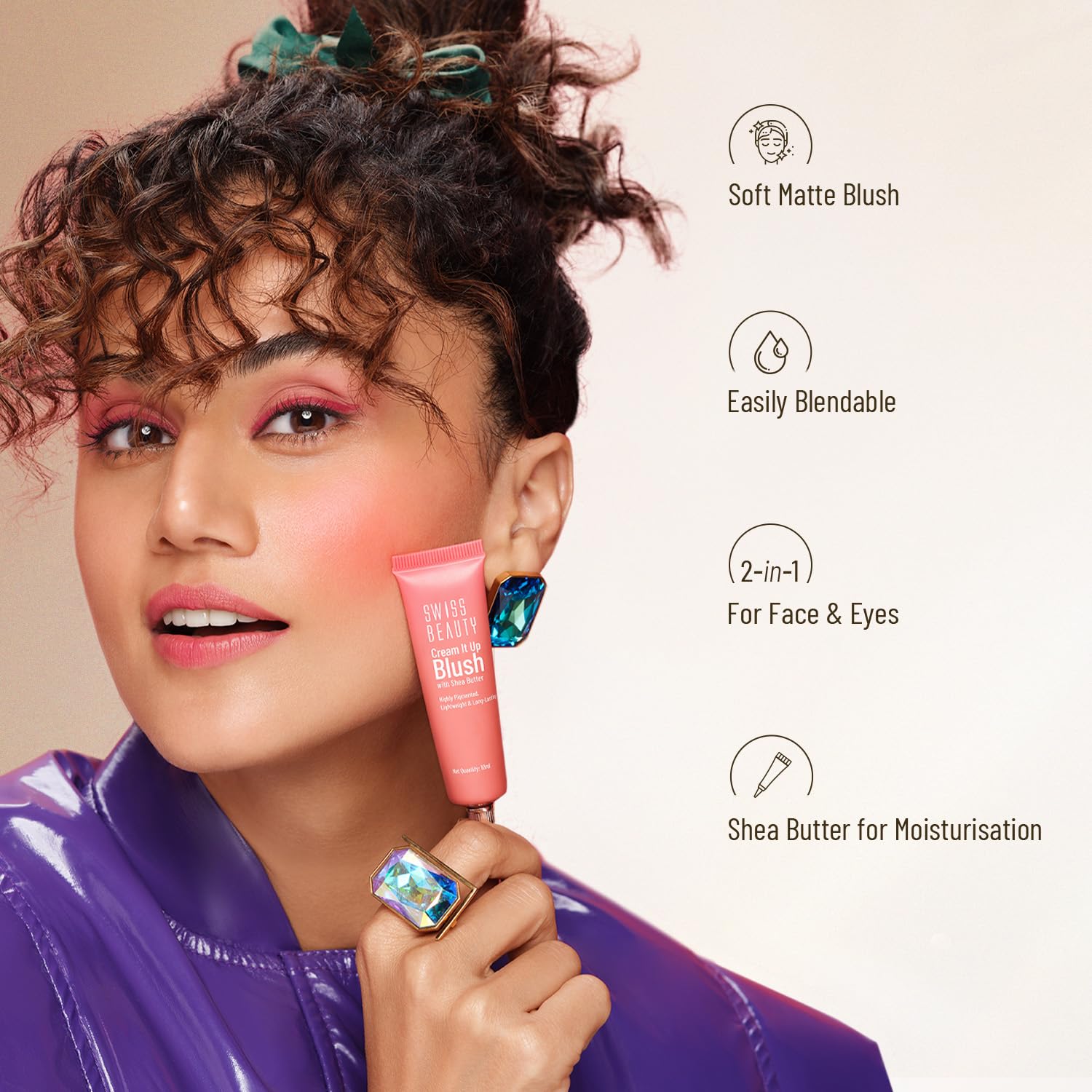 Swiss Beauty Cream It Up Blush | Highly pigmented | Super-blendable | Long-lasting | Enriched with Shea Butter | Multipurpose | Shade-03 Cheeky Peach, 10ml