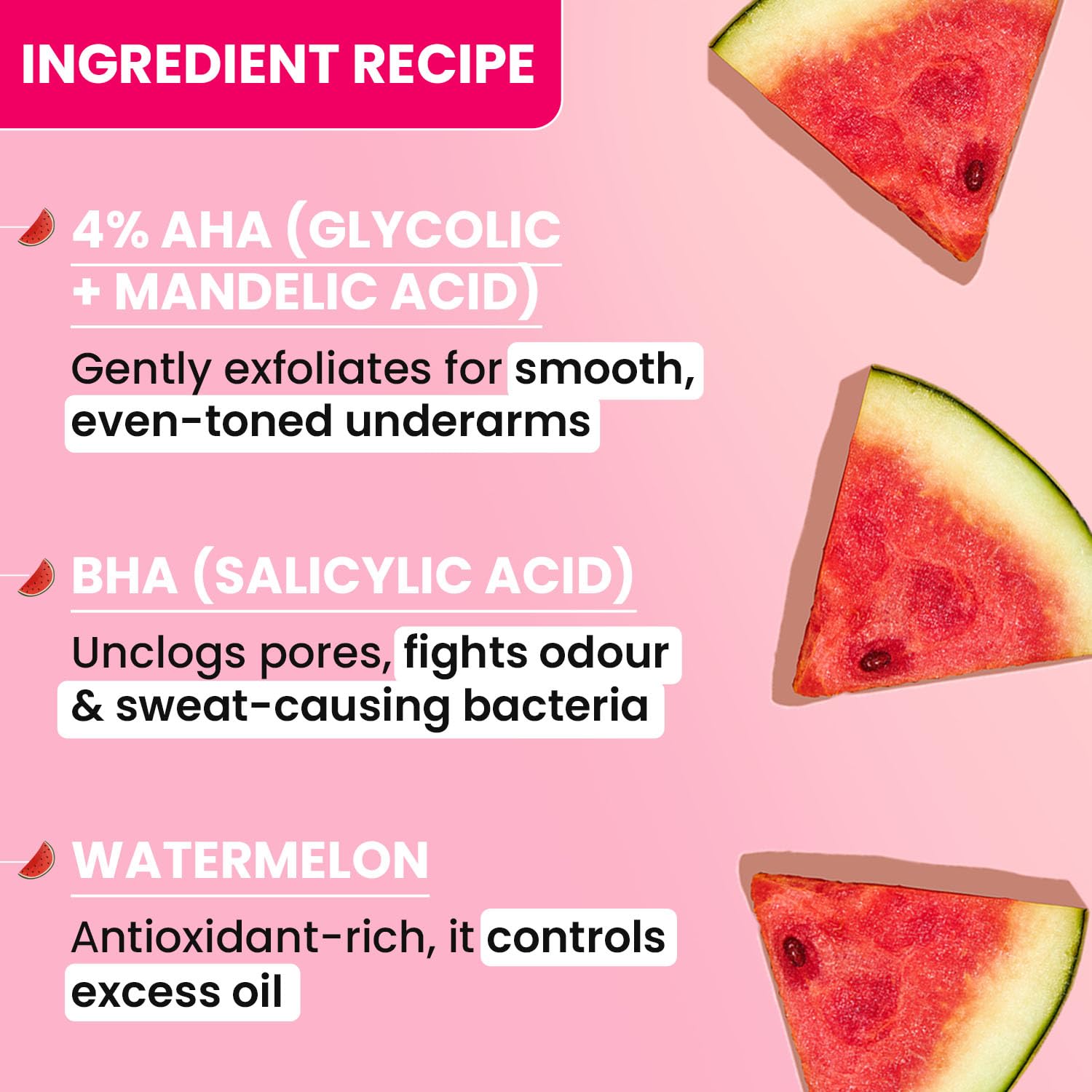 Dot & Key Watermelon Cooling Underarm Roll On | Odour & Sweat Controls | 4% AHA + BHA | Fresh Aqua Fragrance | Gently Exfoliates & Smooths Skin | For Men & Women | 50ml