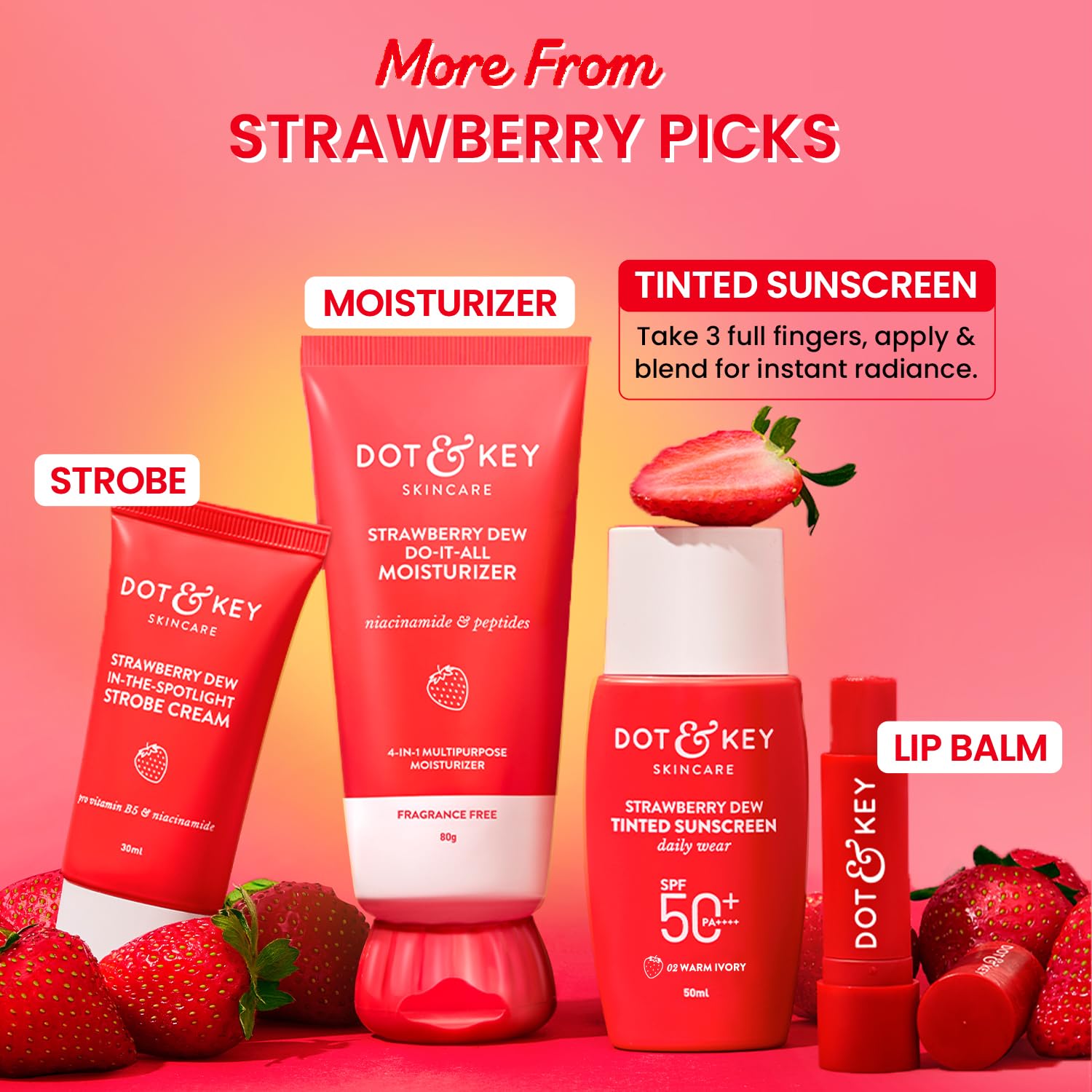 Dot & Key Strawberry Dew Tinted Sunscreen SPF 50+ Pa++++ - 02 Warm Ivory | Protection Against UA/UB | Broad Spectrum, Water & Sweat resistant | For All Skin Types | 50ml