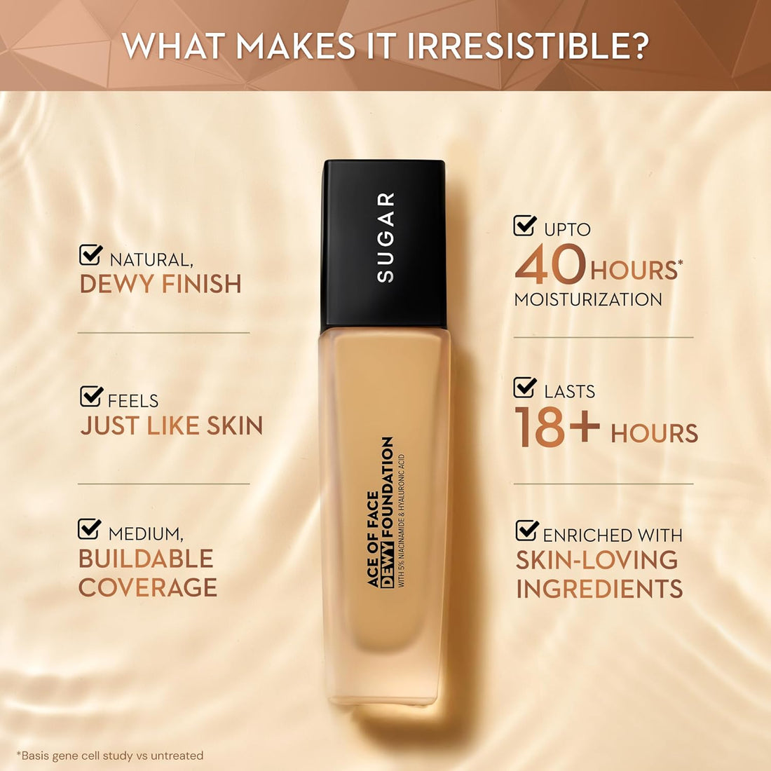 SUGAR Cosmetics Ace Of Face Dewy Foundation with 5% Niacinamide & Hyaluronic Acid | Lasts upto 18hrs | 30 ml - 17 Raf