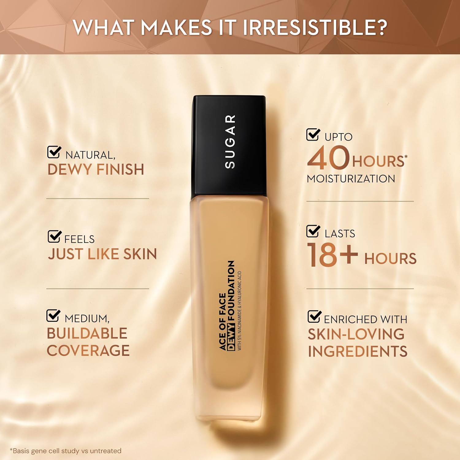 SUGAR Cosmetics Ace Of Face Dewy Foundation with 5% Niacinamide & Hyaluronic Acid | Lasts upto 18hrs | 30 ml - 17 Raf