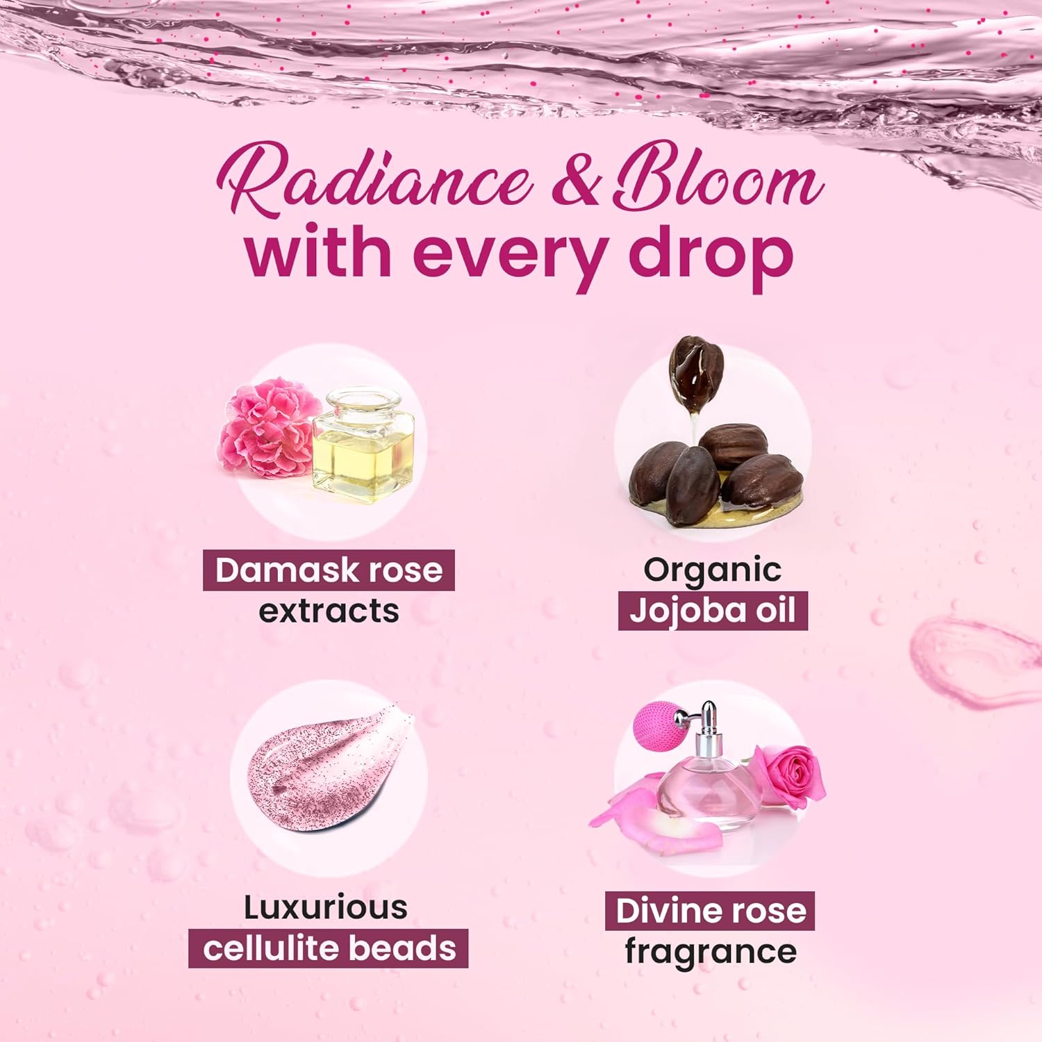 Dabur Gulabari Shower Gel-Damask Rose & Jojoba Oil - 250ml | Roses Extract Beads for Exfoliation | No Parabens & Silicones | 99% Pure Glycerine | 100% soap free body wash