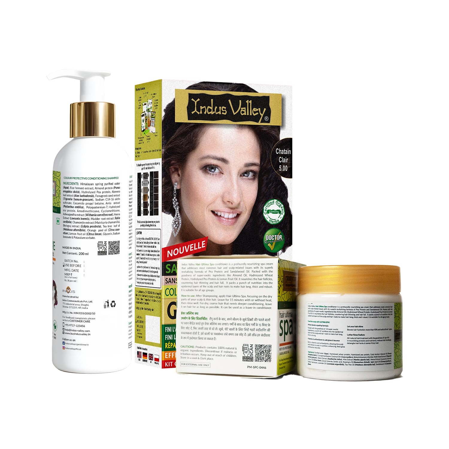 INDUS VALLEY Damage Free Natural Gel Hair Colour for Women | Ammonia & PPD Free Organic Hair Colour with 100% Grey Coverage, Long Lasting Hair Color Trial Pack (Dark Brown, 65 ml)