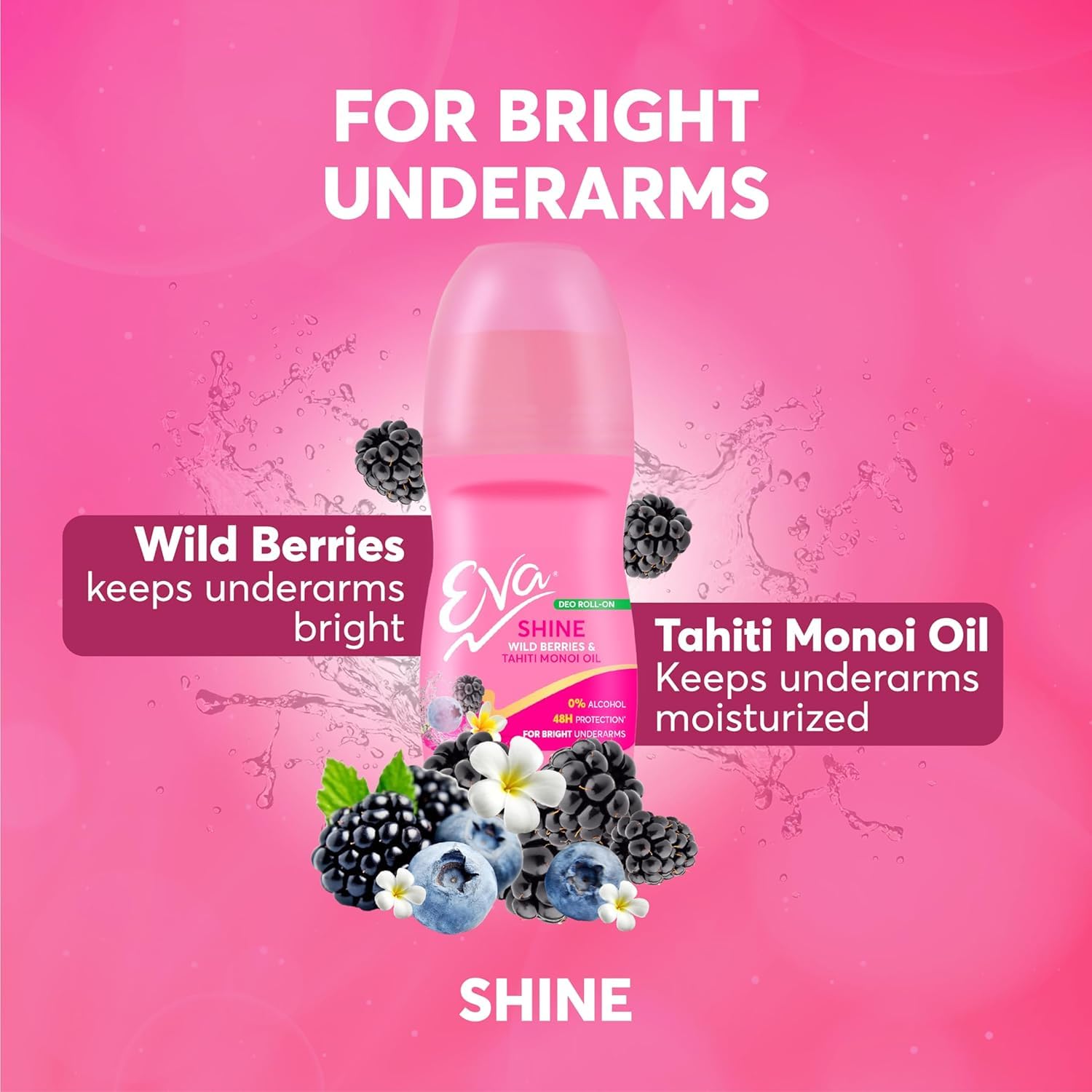 Eva Underarm Roll On Deodorant| No Alcohol No Aluminium| Chemical Free| For Fresh,Bright & Smooth Underarms(Wild Berries,Aloe & Cucumber)| For Women(25Ml Pack of 3)