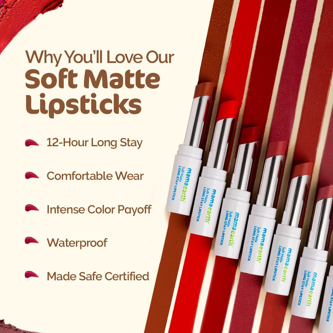 Mamaearth Soft Matte Long Stay Lipsticks with Jojoba Oil & Vitamin E for 12 Hour Long Stay - 04 Berry Nude - 3.5 g