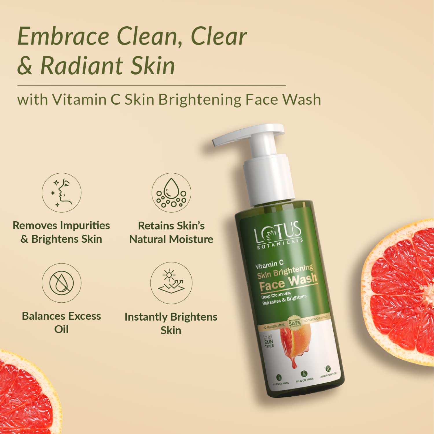 Lotus Botanicals Vitamin C Skin Brightening Face Wash - Dhevu