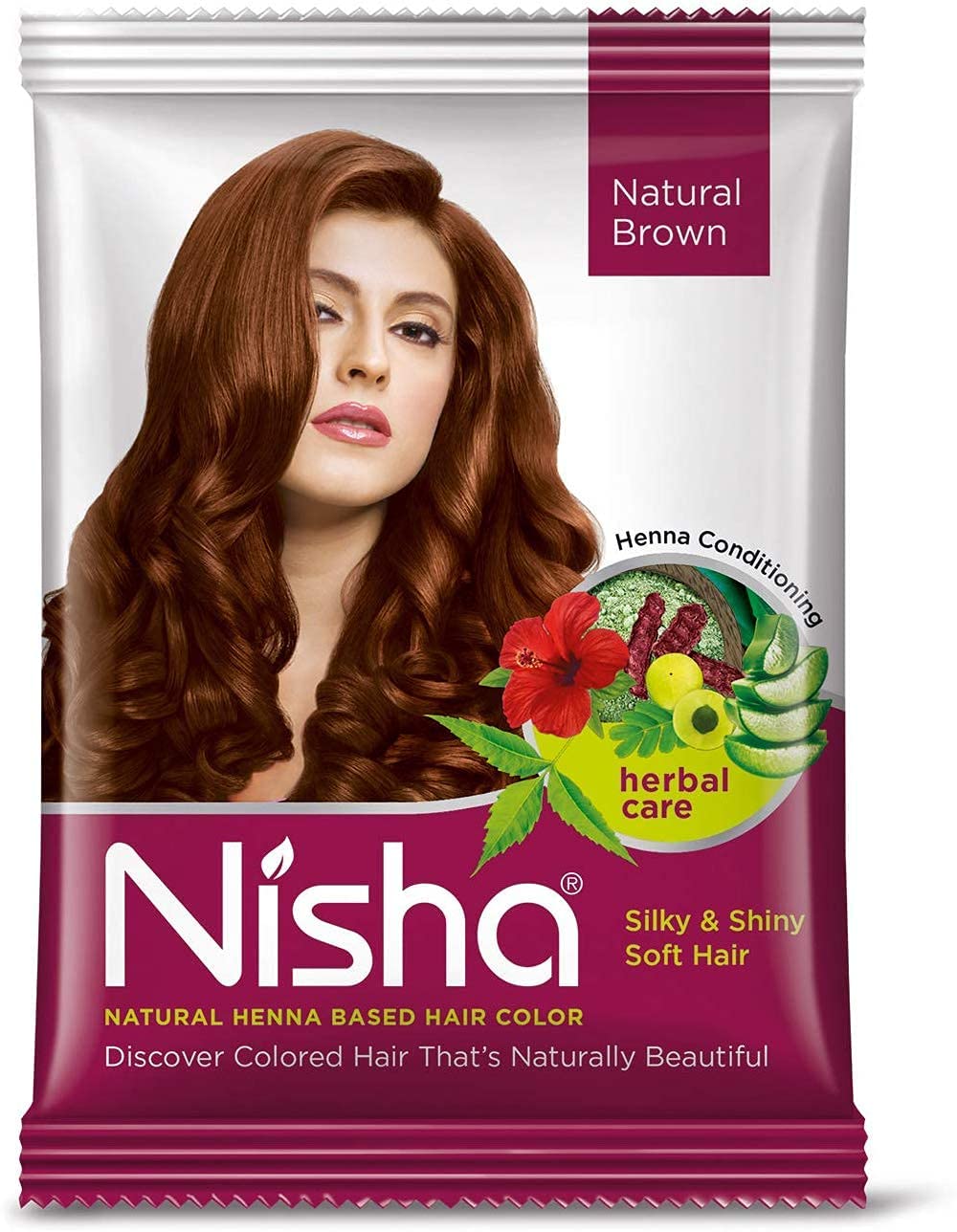 Nisha Hair Color Dye Henna Based Natural Hair Color Powder Without Ammonia Natural Brown Colour 15Gm Pack of 10
