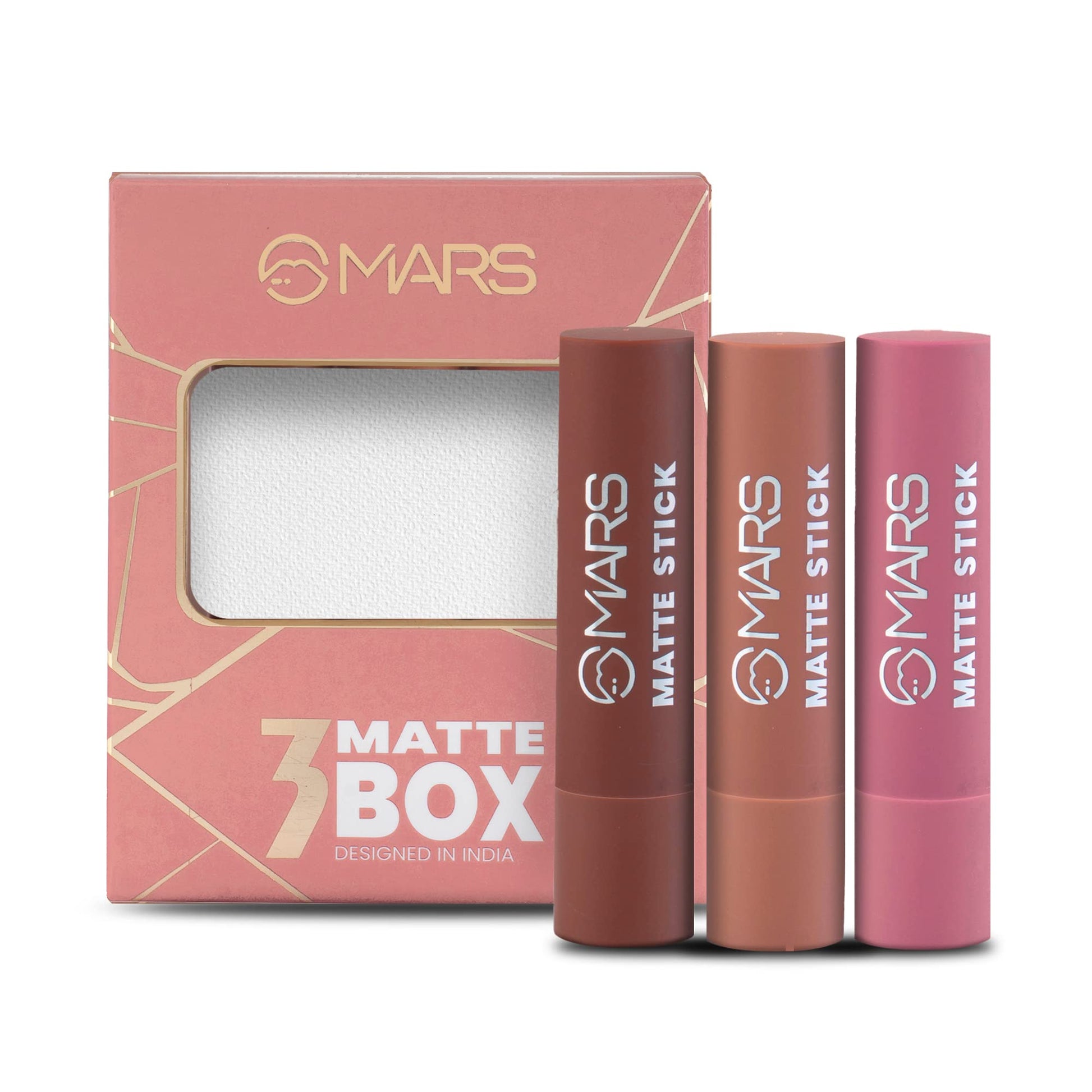 MARS Matte Box Set of 3 Lipsticks for Women | Long-Lasting | Smooth Finish | Moisturising | One Swipe Pigmentation (3x3.2 gm) (03-Plum)