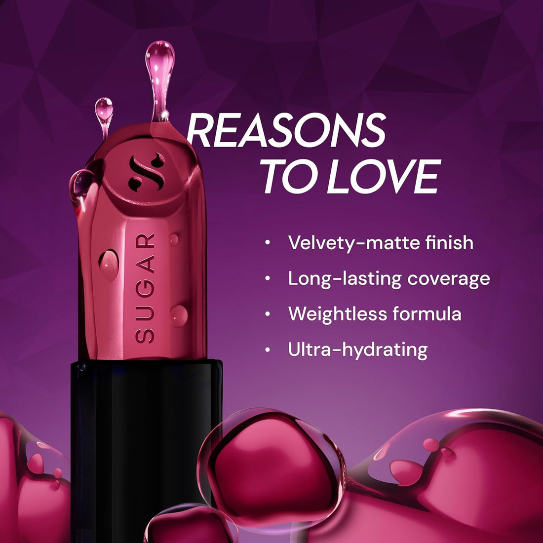 SUGAR Cosmetics Glide Peptide Serum Lipstick with Hyaluronic Acid & Vitamin E | Velvet Matte Finish | Long Lasting & Pigmented | 1 Swipe Full Coverage | 4.2gm - 05 Parisian Pink