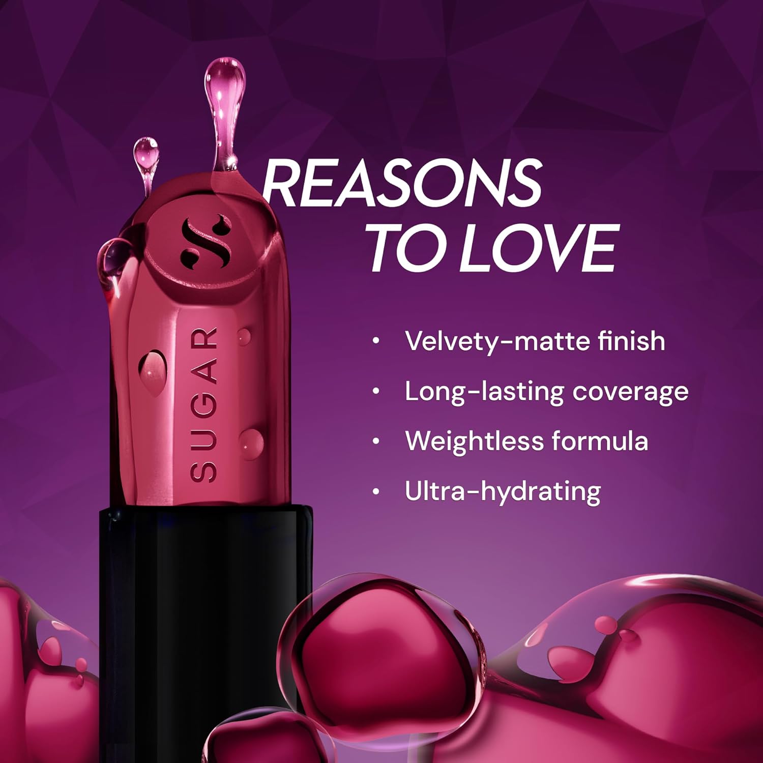 SUGAR Cosmetics Glide Peptide Serum Lipstick with Hyaluronic Acid & Vitamin E | Velvet Matte Finish | Long Lasting & Pigmented | 1 Swipe Full Coverage | 4.2gm - 05 Parisian Pink