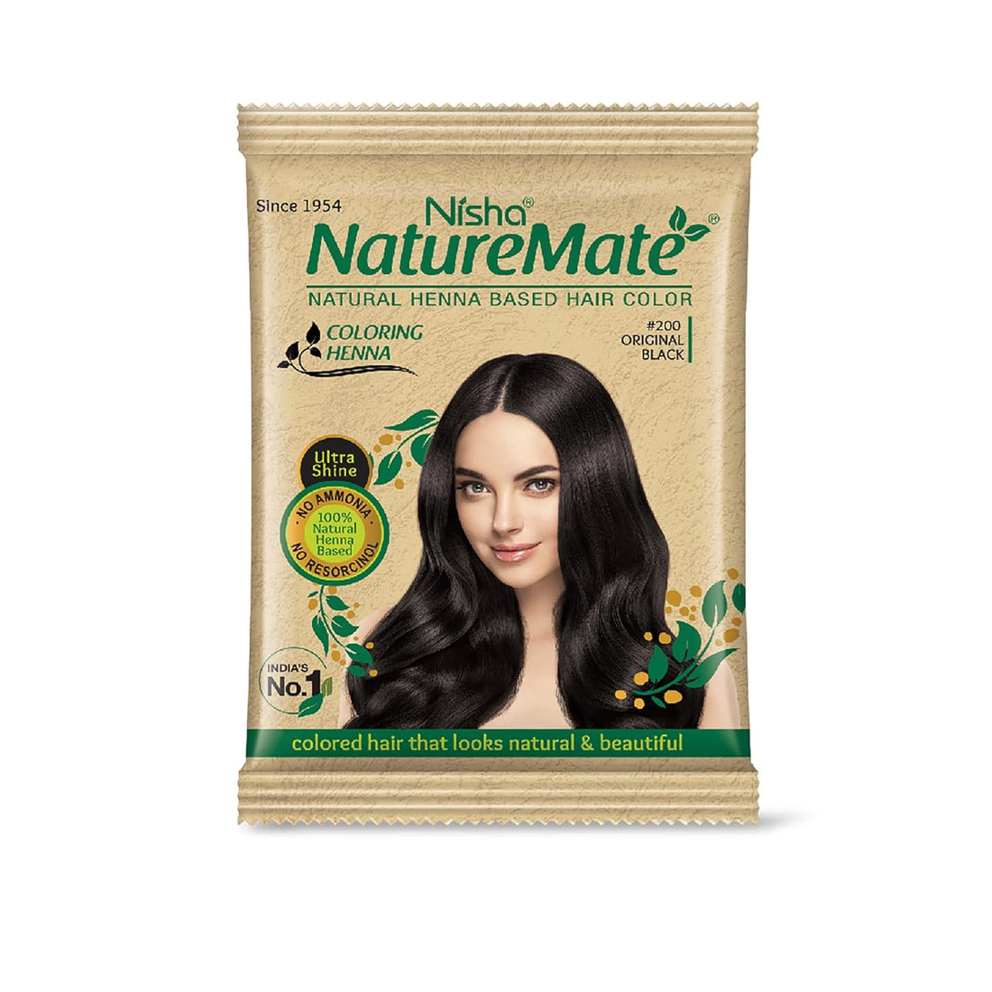 Nisha Nature Mate Henna Based Hair Color Powder Without Ammonia Natural Hair Colour for Women & Men 10gm Pack of 10 (Original Black)