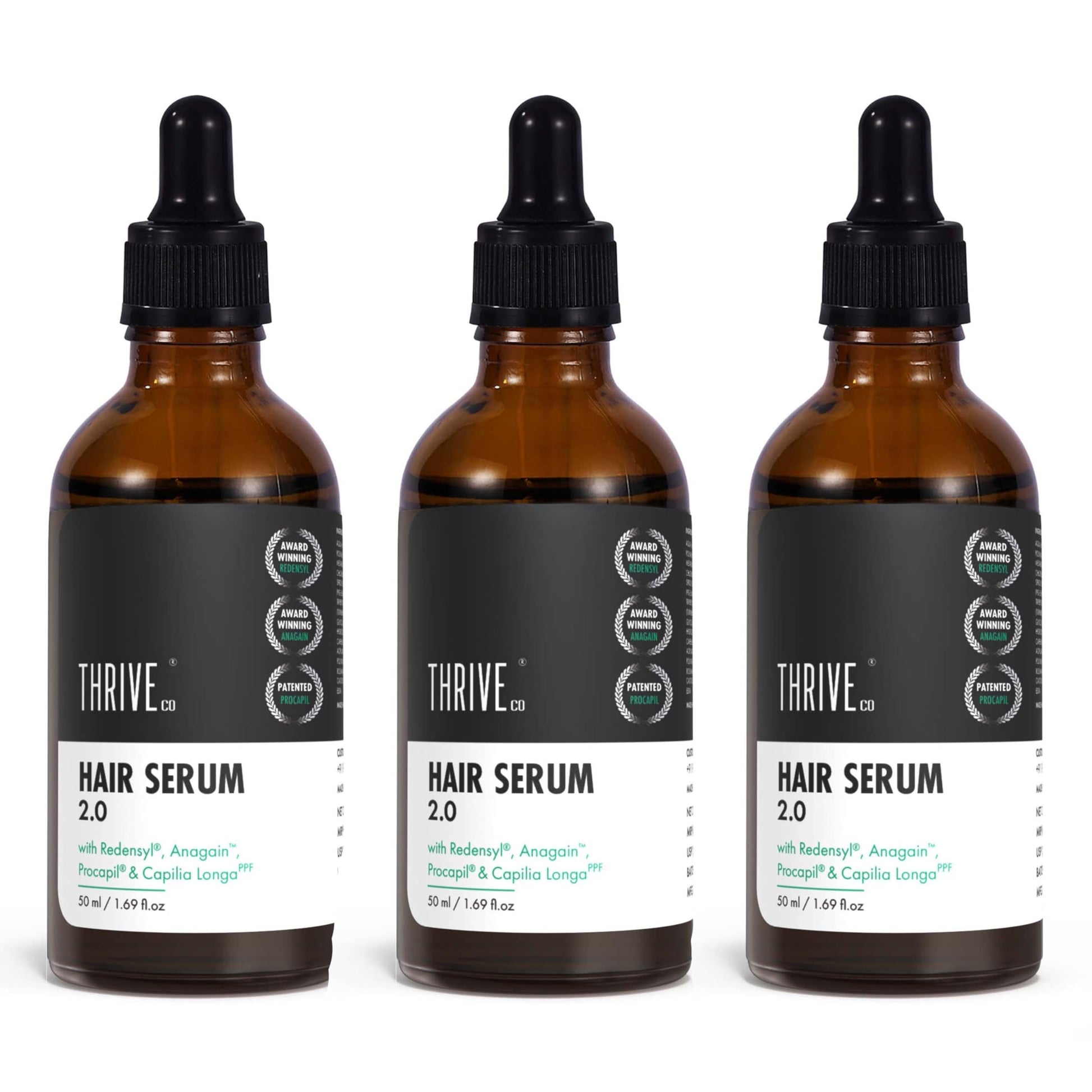 ThriveCo Hair Growth Serum 2.0,Clinically Proven To Reduce HairFall & Boost Hair Growth,Powered By Redensyl,Procapil & Anagain,Backed By British Medical Research,Lightweight,Non-Sticky,For Unisex 30Ml