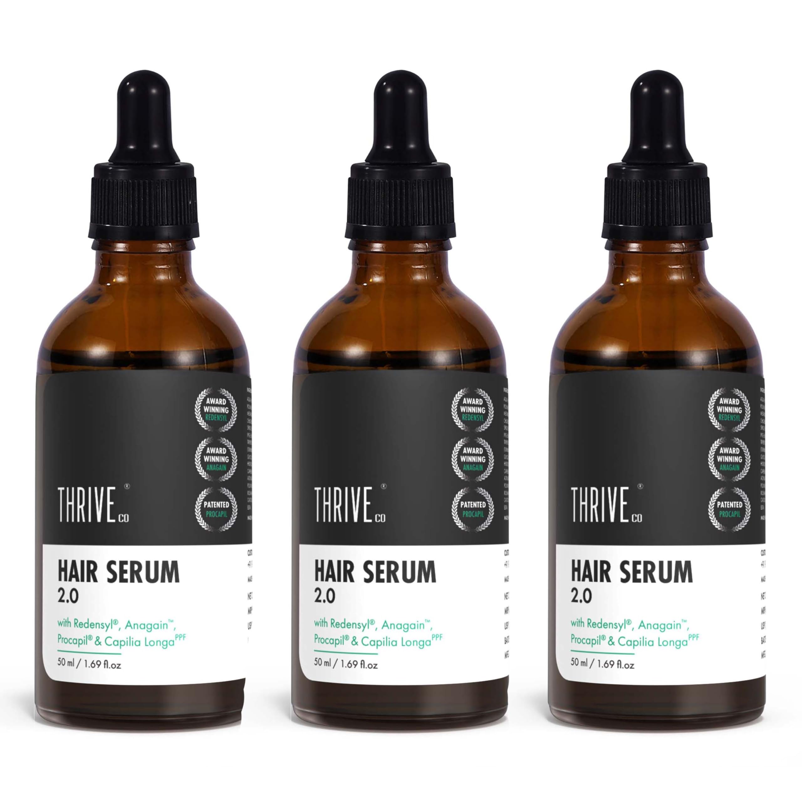 ThriveCo Hair Growth Serum 2.0,Clinically Proven To Reduce HairFall & Boost Hair Growth,Powered By Redensyl,Procapil & Anagain,Backed By British Medical Research,Lightweight,Non-Sticky,For Unisex 30Ml