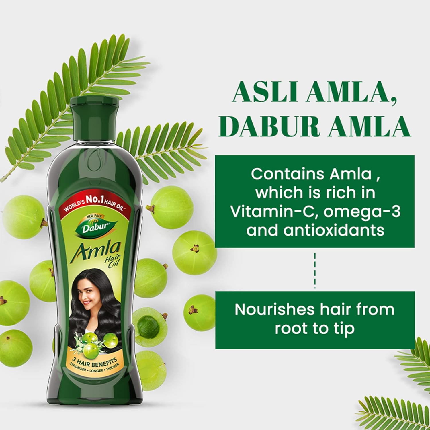 Dabur Amla Hair Oil - 180 ml | For Strong, Long and Thick hair | Nourishes Scalp | Controls Hair Fall, Strengthens Hair & Promotes Hair Growth