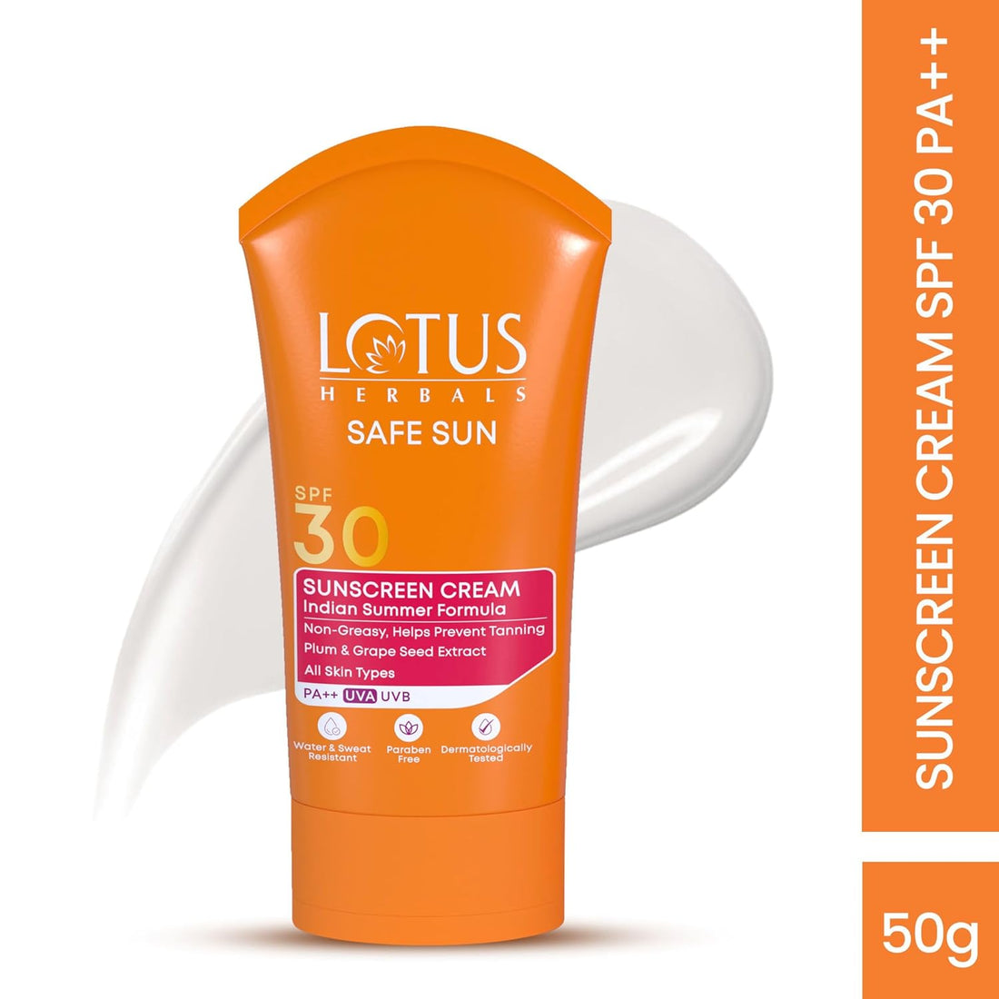 Lotus Herbals Safe Sun Sunscreen Cream , Black Plum Extract| Suitable For Indian Summer Formula | SPF 30 and PA++ | Non-Greasy | For Oily, Combination, Acne Prone & Normal Skin| Lightweight, Sweat & Water Resistant | For Women & Men | 50g.