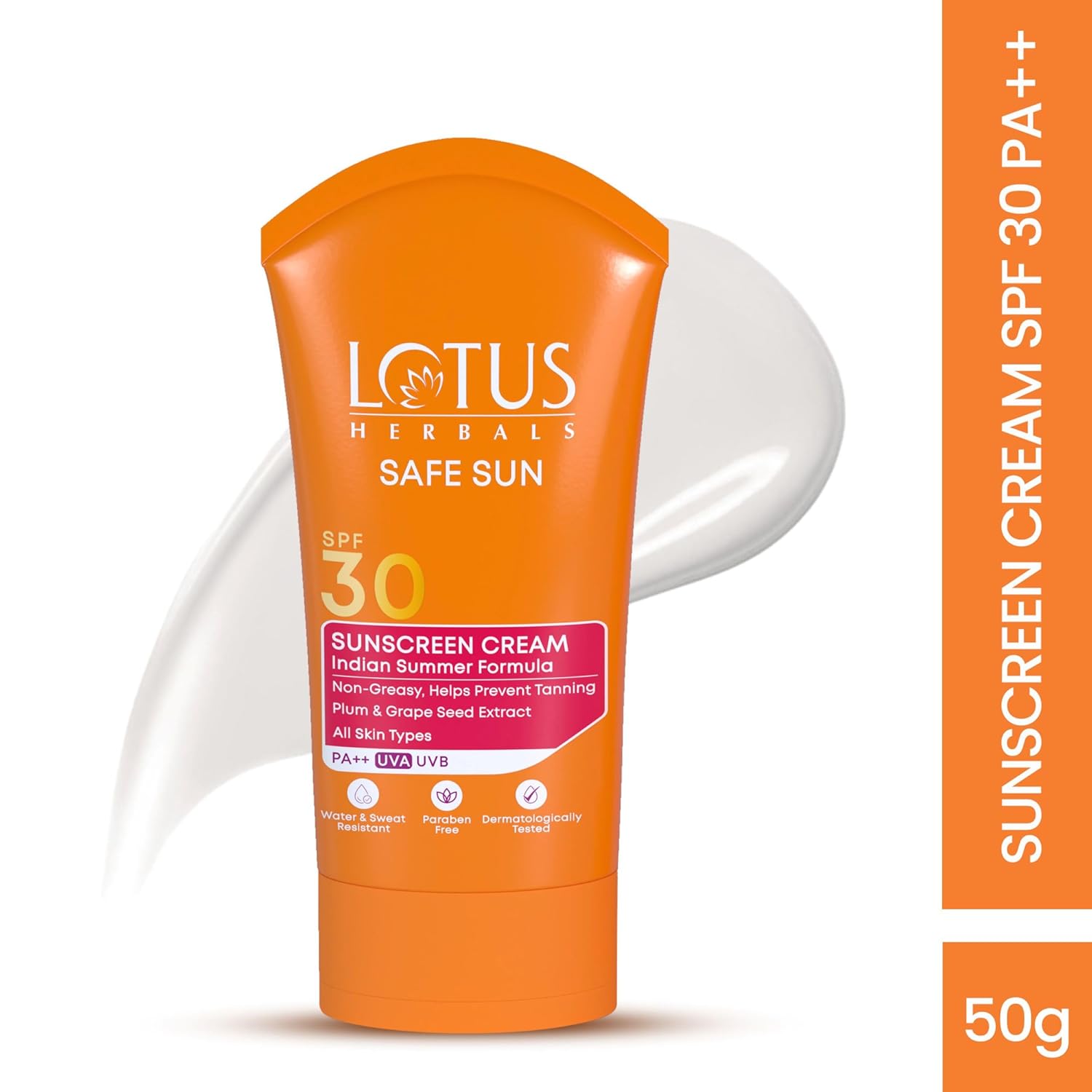 Lotus Herbals Safe Sun Sunscreen Cream , Black Plum Extract| Suitable For Indian Summer Formula | SPF 30 and PA++ | Non-Greasy | For Oily, Combination, Acne Prone & Normal Skin| Lightweight, Sweat & Water Resistant | For Women & Men | 50g.