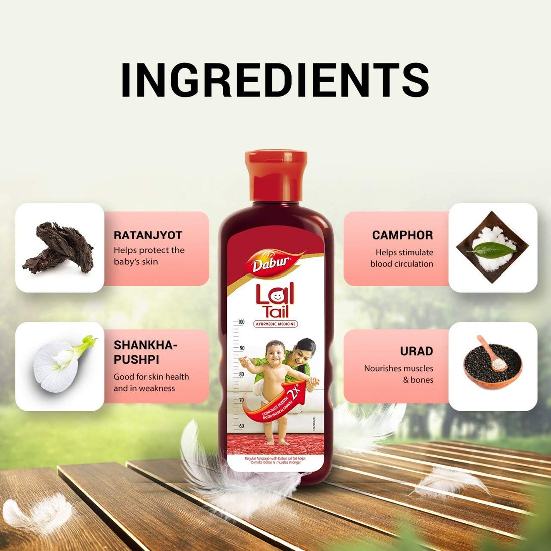 Dabur Lal Tail : Ayurvedic Baby Massage Oil 500Ml|Clinically Tested 2X Faster Physical Growth For Stronger Bones And Muscles
