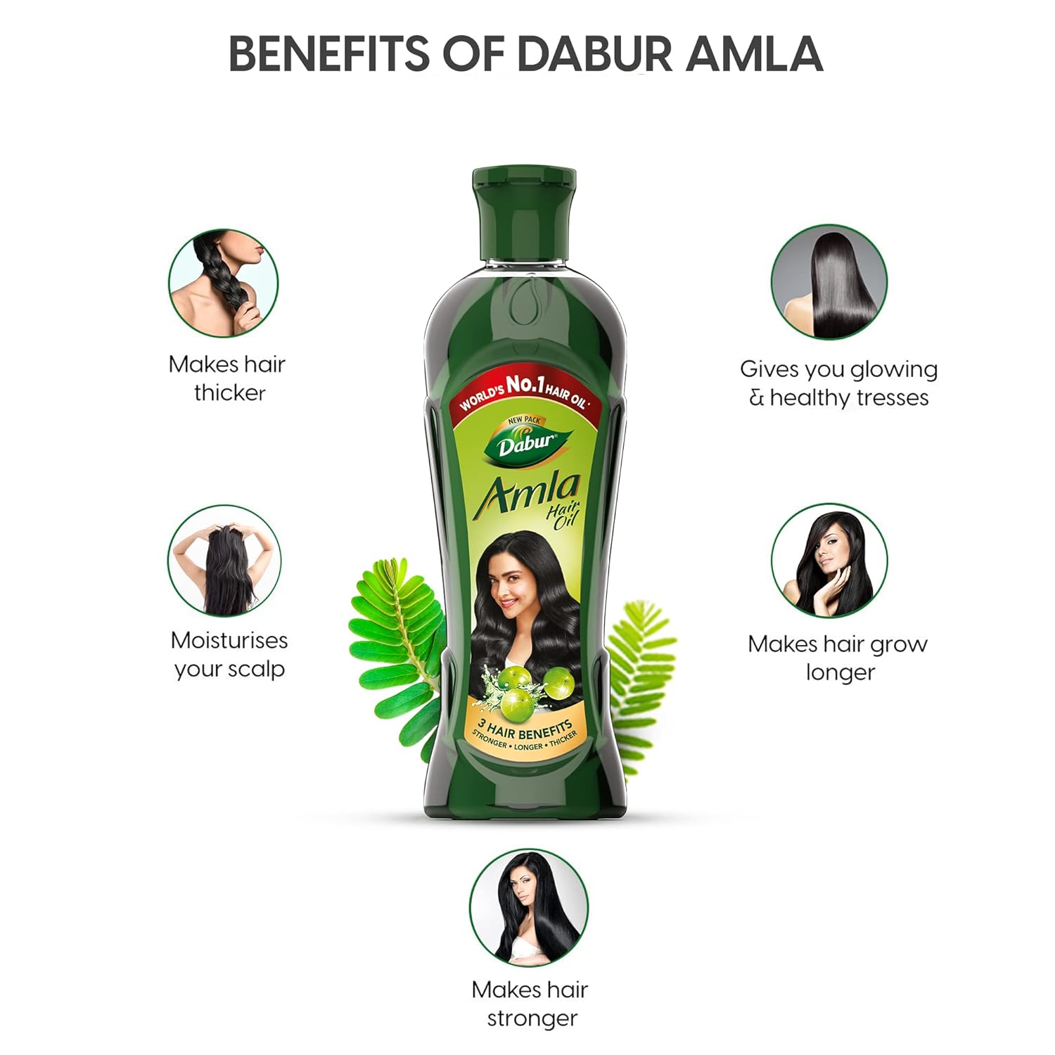 Dabur Amla Hair Oil - 180 ml | For Strong, Long and Thick hair | Nourishes Scalp | Controls Hair Fall, Strengthens Hair & Promotes Hair Growth