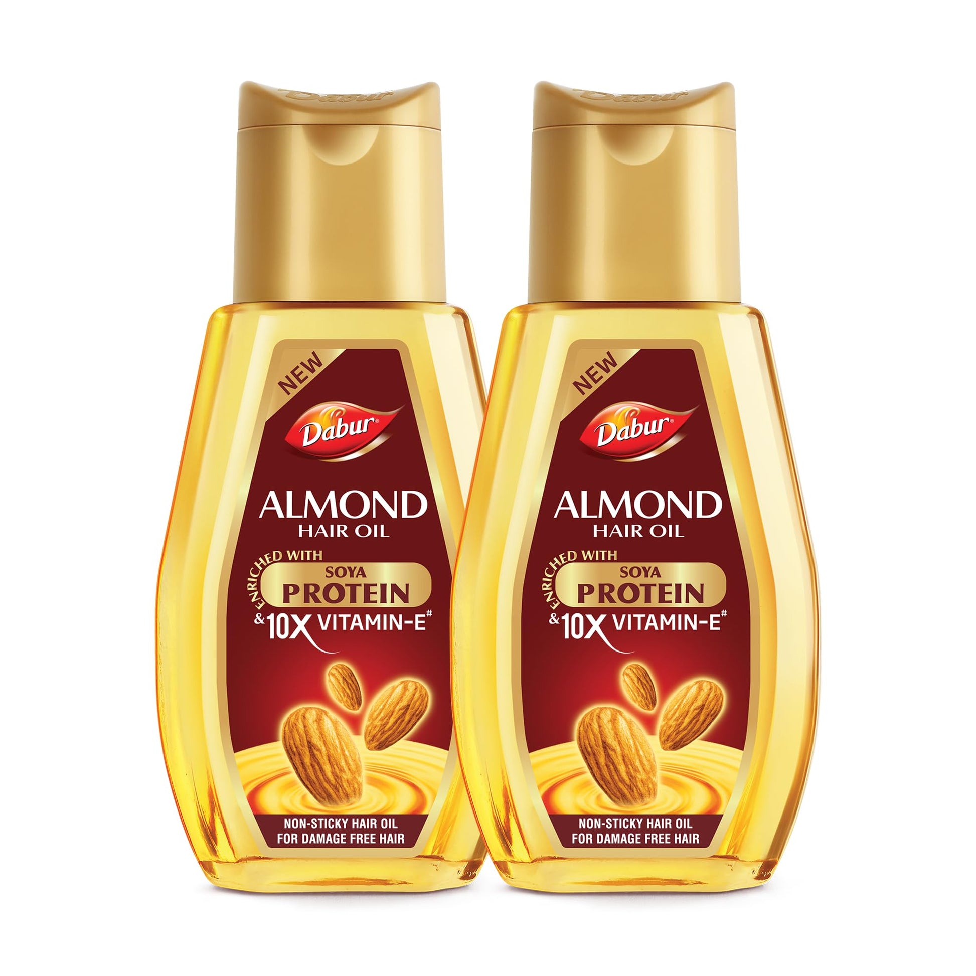 Dabur Almond Hair Oil - 500ml | Provides Damage Protection | Non Sticky Formula | For Soft & Shiny Hair | With Almonds, Keratin Protein, Soya Protein & 10X Vitamin E