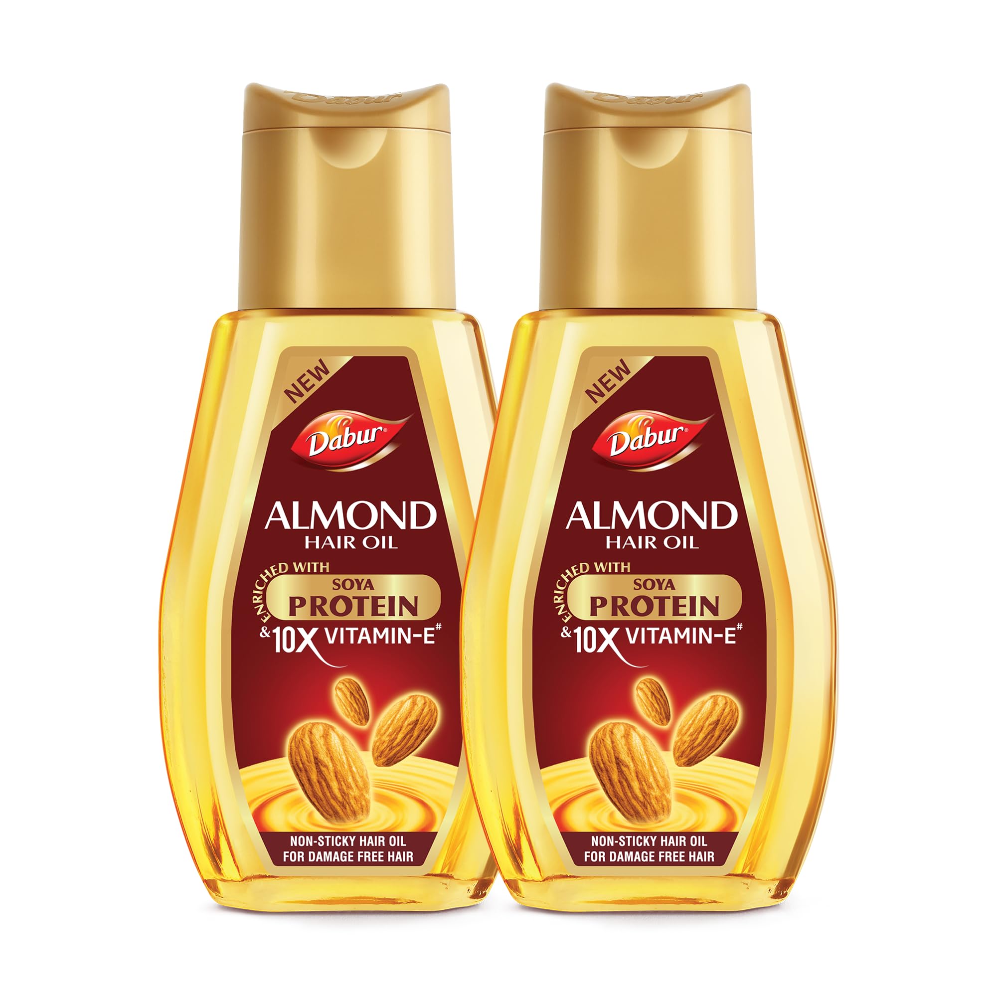 Dabur Almond Hair Oil - 500ml | Provides Damage Protection | Non Sticky Formula | For Soft & Shiny Hair | With Almonds, Keratin Protein, Soya Protein & 10X Vitamin E