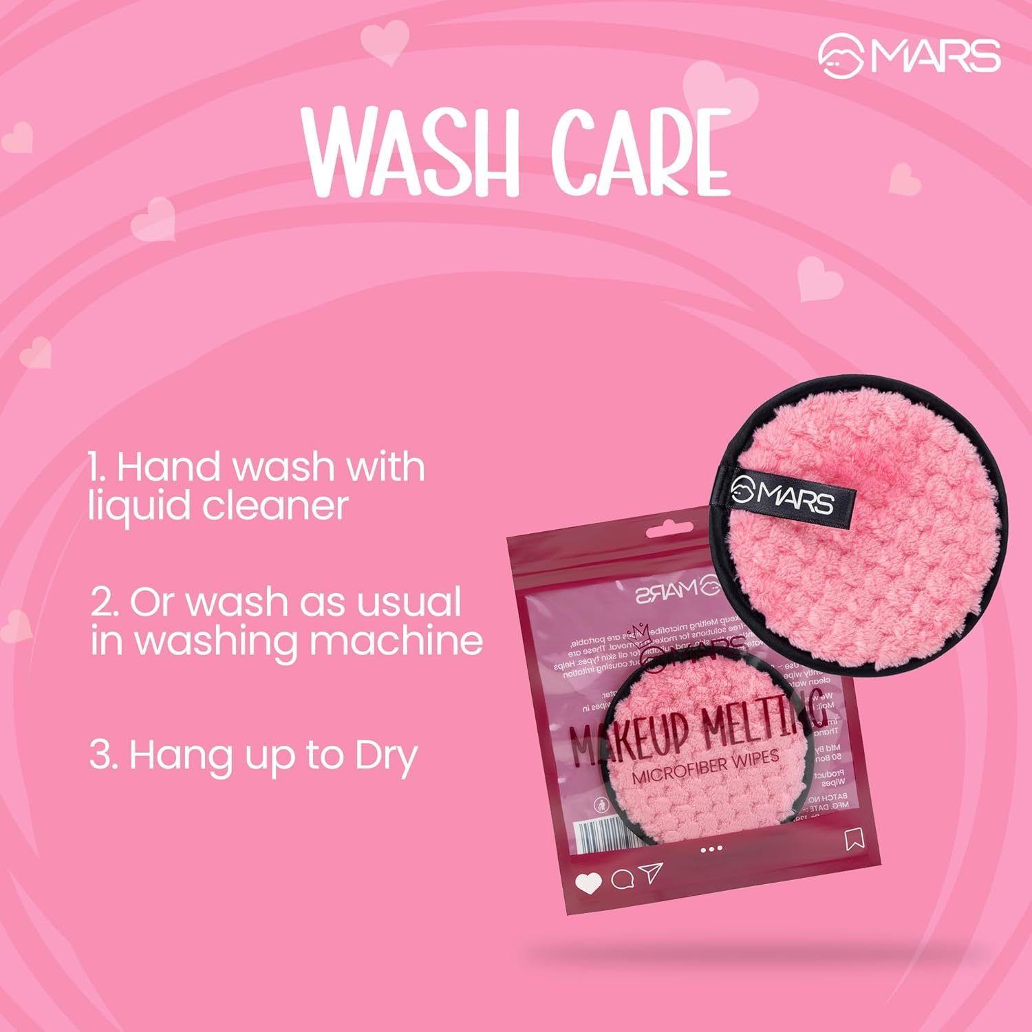 MARS Makeup Melting Microfiber Wipes| Reusable | Effortlessly Removes Waterproof makeup | Gentle on Skin | All Skin Types (Pack of 1)