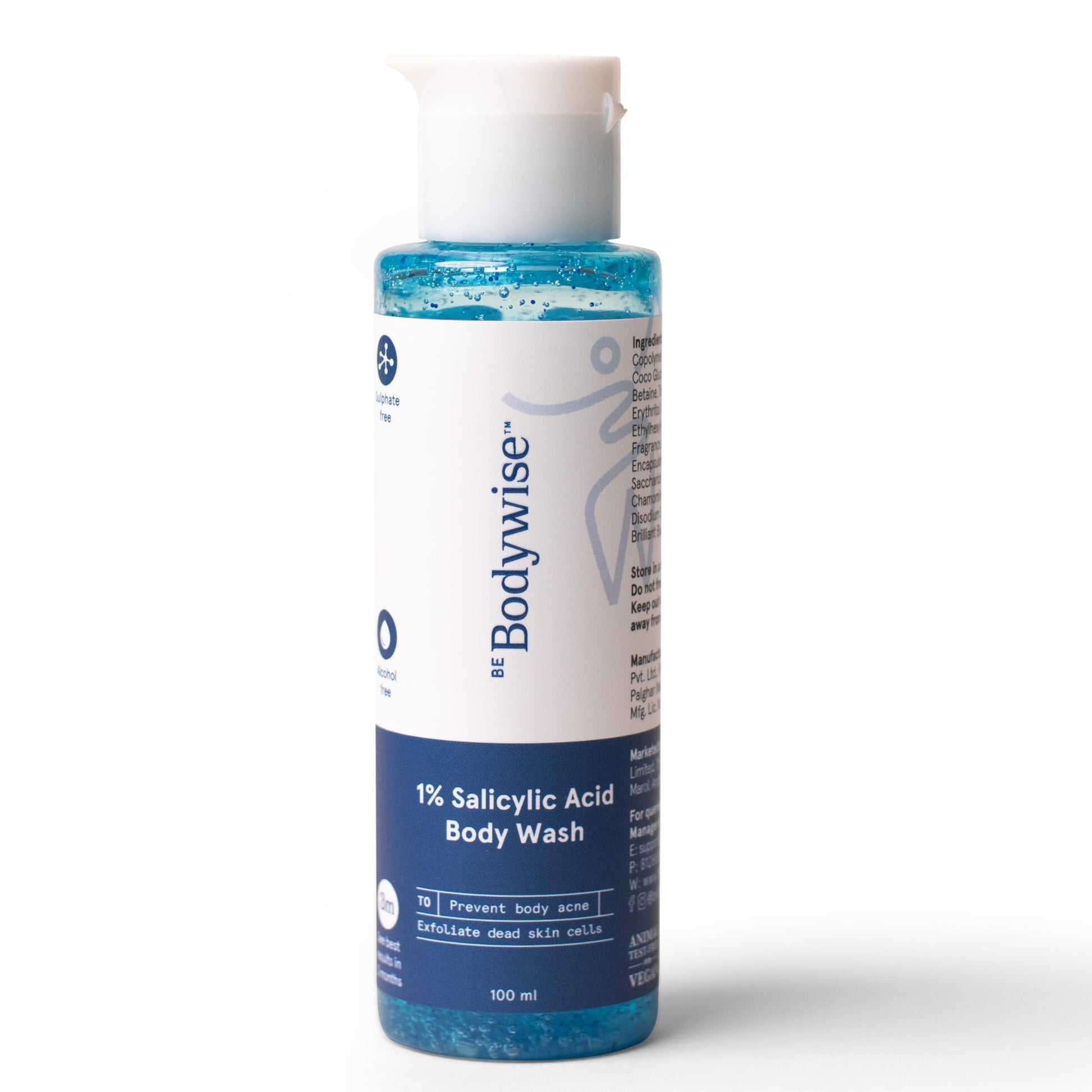 Be Bodywise 1% Salicylic Acid Exfoliating Body Wash Shower Gel 250ml | Prevents Body Acne, Bumpy skin & Deep cleanses | Suitable for All Skin Types.