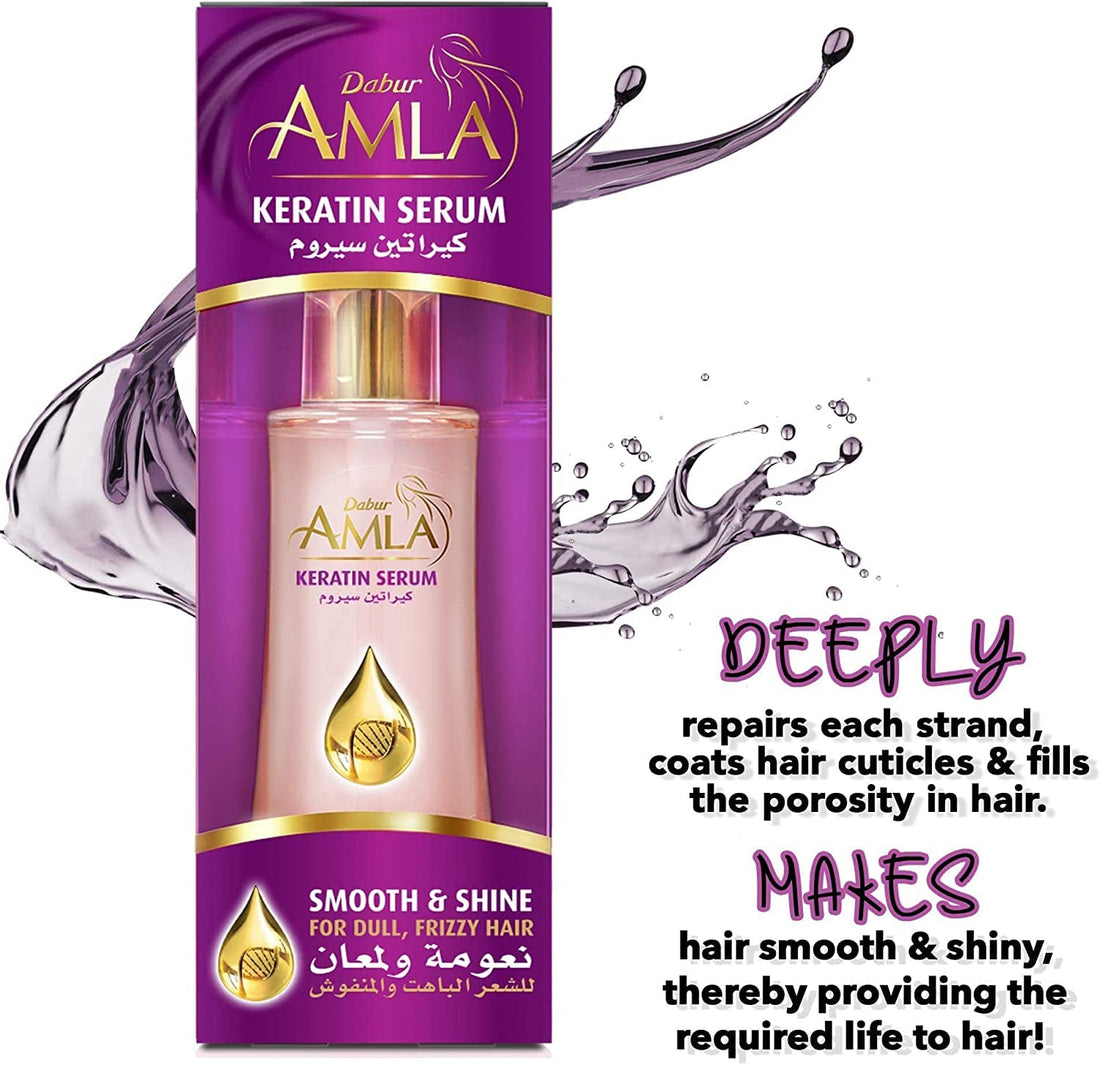 Dabur Amla Smooth & Shine Keratin Serum 50ml | Anti Frizz, Repair Treatment, Heat Protectant | For Shine & Gloss