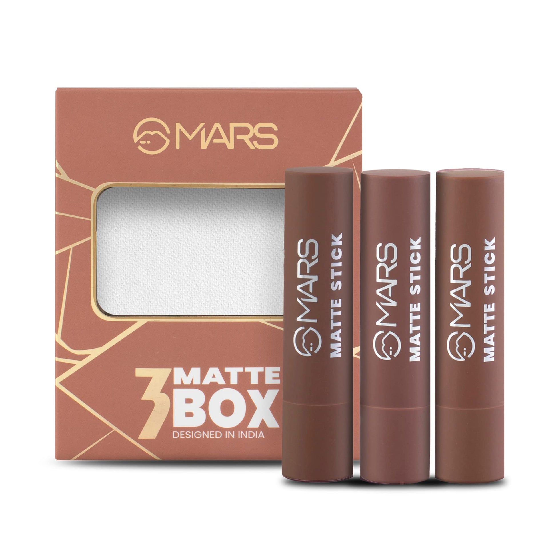 MARS Matte Box Set of 3 Lipsticks for Women | Long-Lasting | Smooth Finish | Moisturising | One Swipe Pigmentation (3x3.2 gm) (03-Plum)