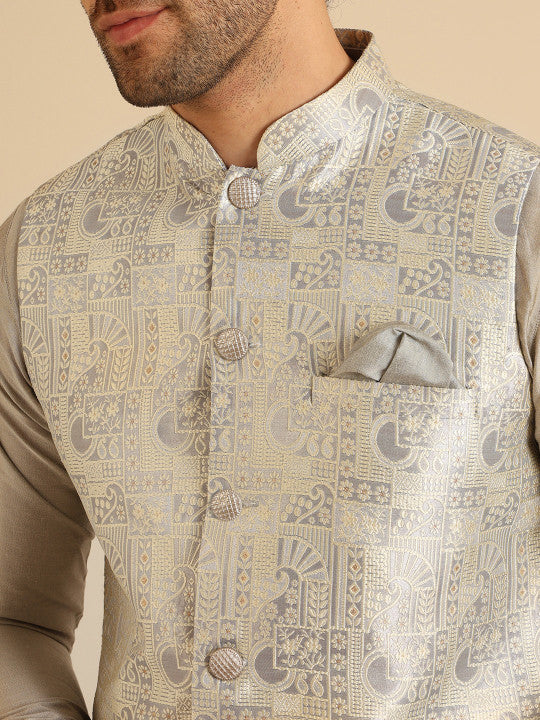 KISAH Regular Kurta With Churidar & Nehru Jacket