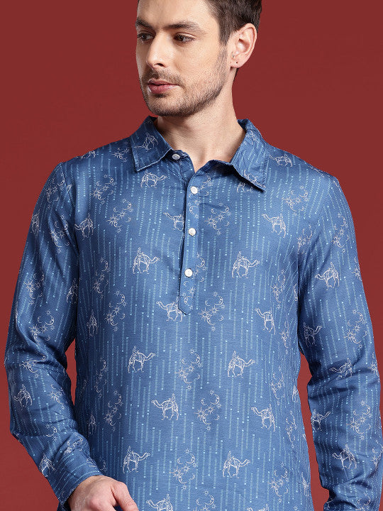 Anouk Men Ethnic Printed Regular Pure Cotton Kurta with Pyjamas