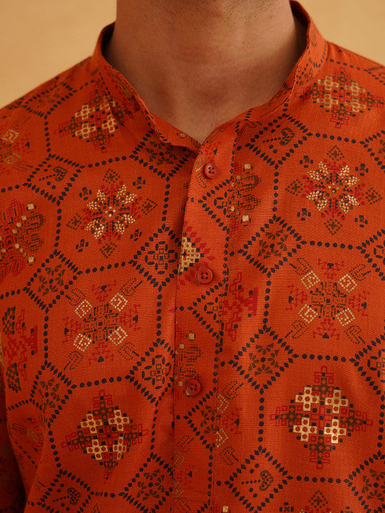 SOJANYA Ethnic Motifs Printed Straight Kurta With Pyjamas