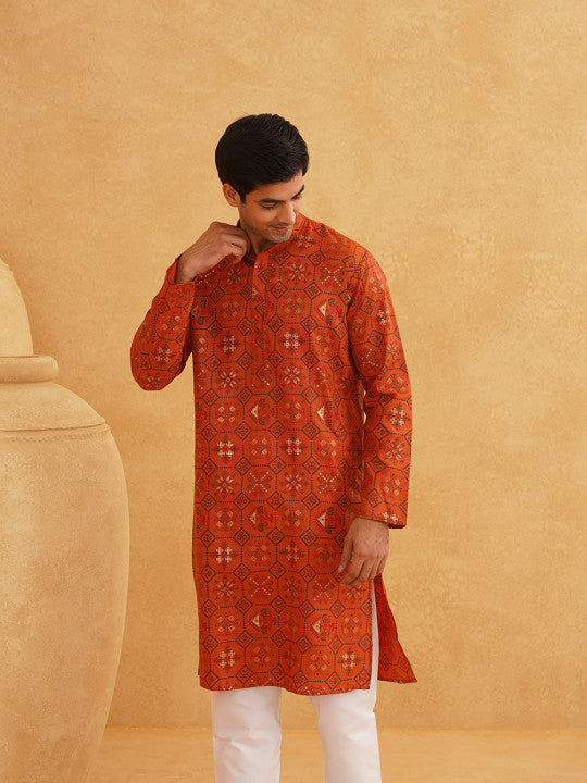 SOJANYA Ethnic Motifs Printed Straight Kurta With Pyjamas