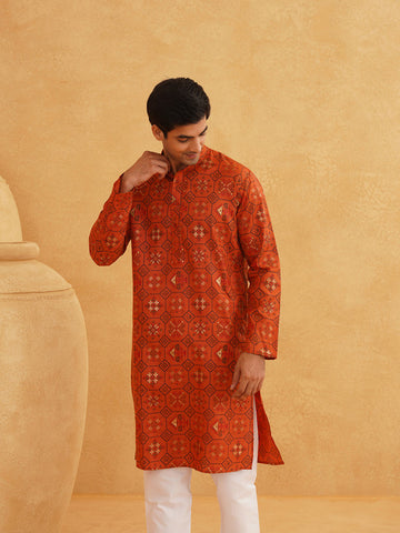 SOJANYA Ethnic Motifs Printed Straight Kurta With Pyjamas